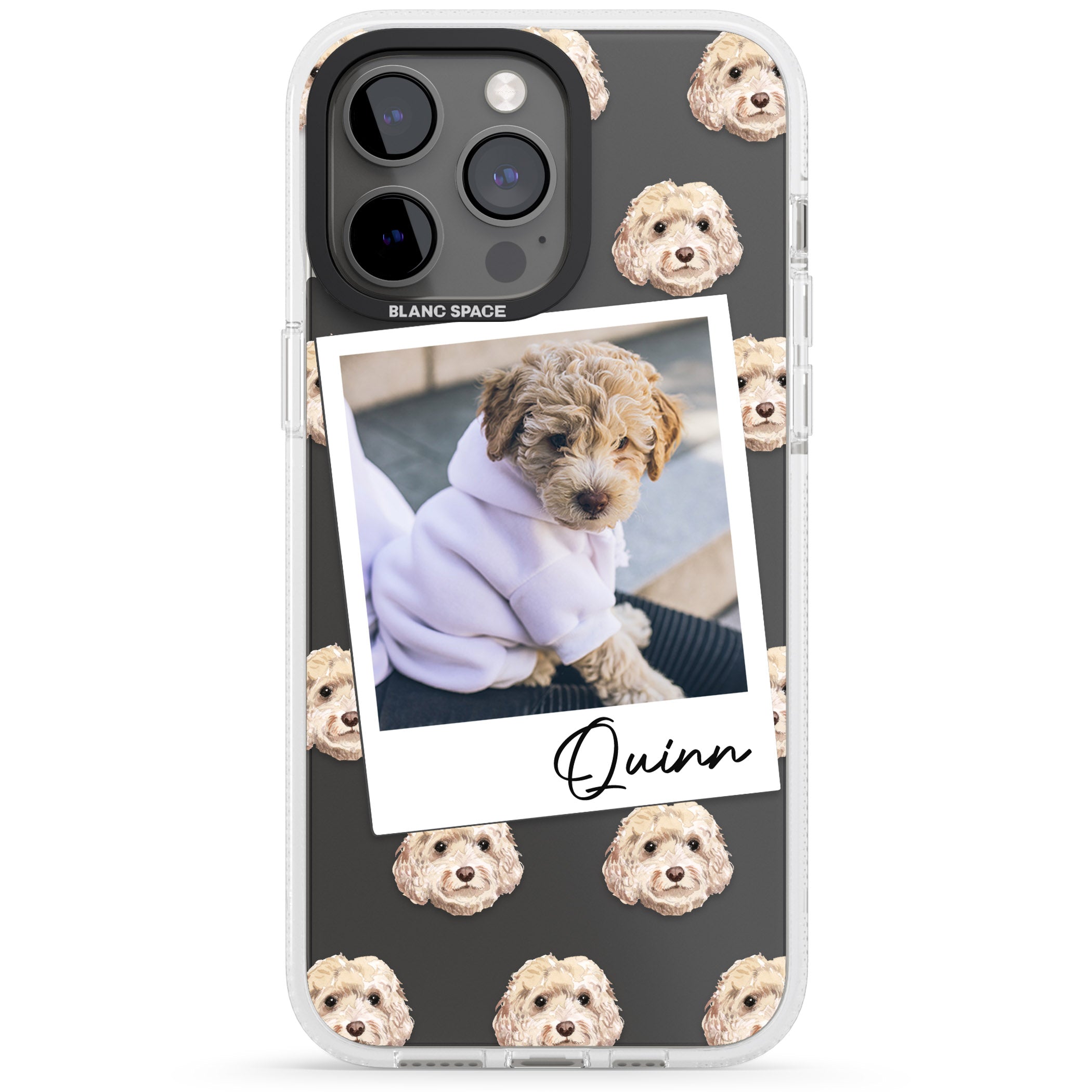 Personalised Cockapoo, Cream - Dog Photo iPhone 15 Pro Max / 15 Pro / 14 Pro Max / 14 Pro / 13 Pro Clear Case Impact Air - Blanc Space