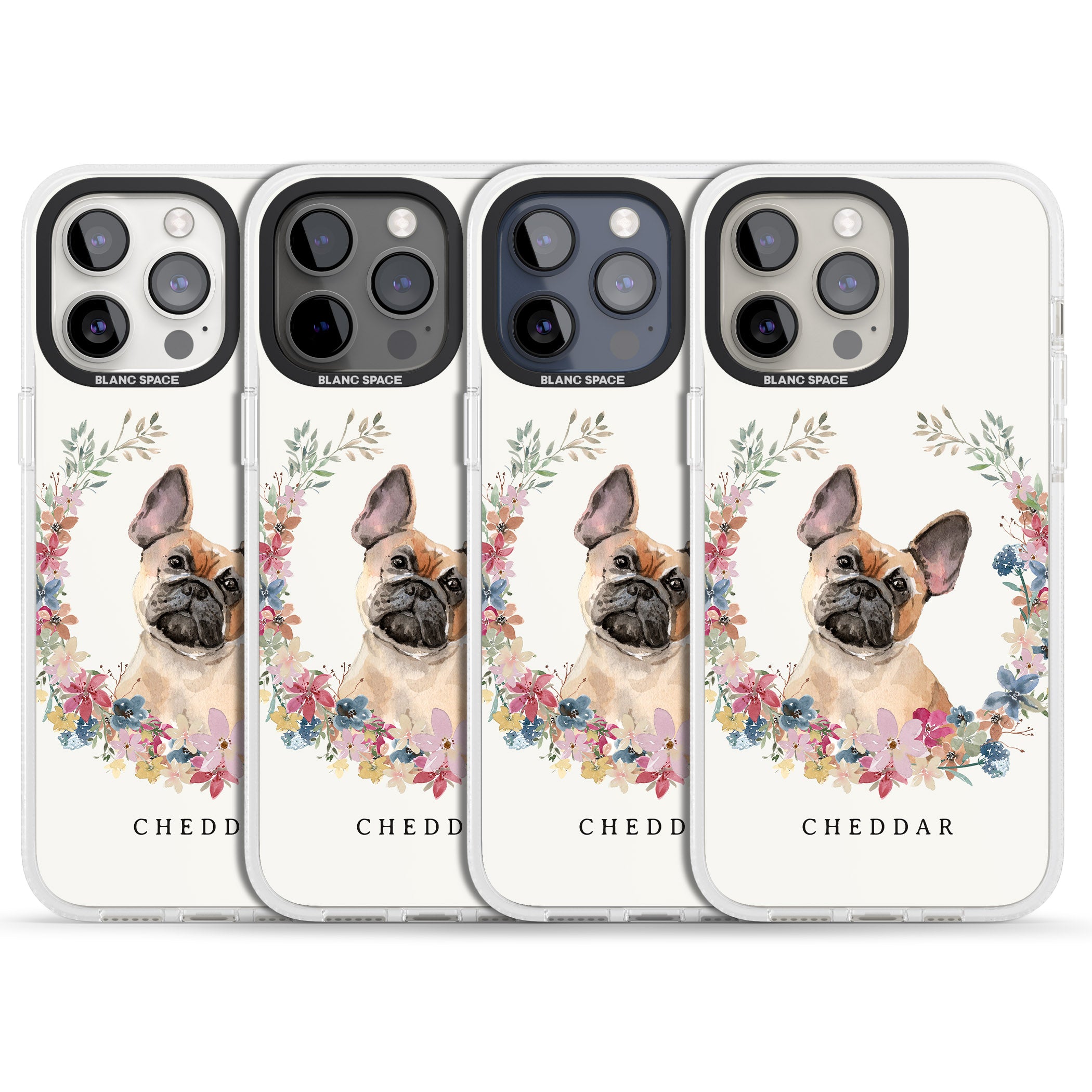 Personalised Tan French Bulldog Watercolour Dog Portrait iPhone 15 Pro Max / 15 Pro / 14 Pro Max / 14 Pro / 13 Pro Clear Case Impact Air - Blanc Space