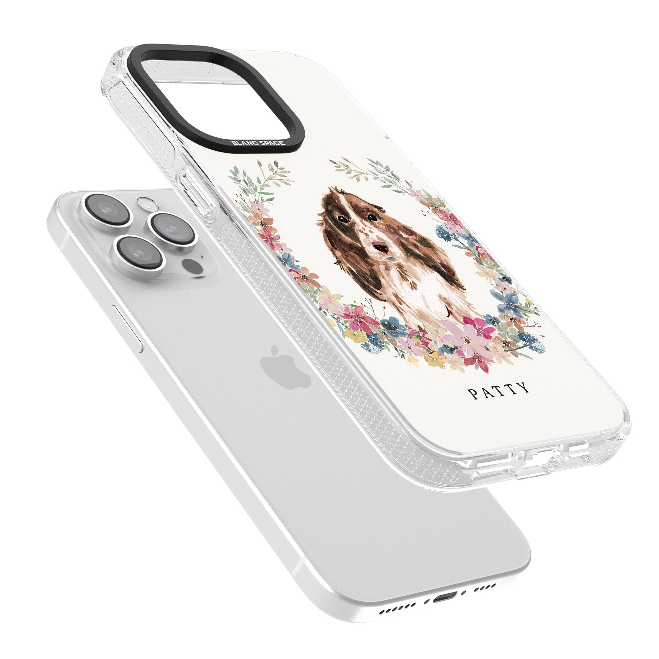 Personalised Brown Cocker Spaniel - Watercolour Dog Portrait iPhone 15 Pro Max / 15 Pro / 14 Pro Max / 14 Pro / 13 Pro Clear Case Impact Air - Blanc Space