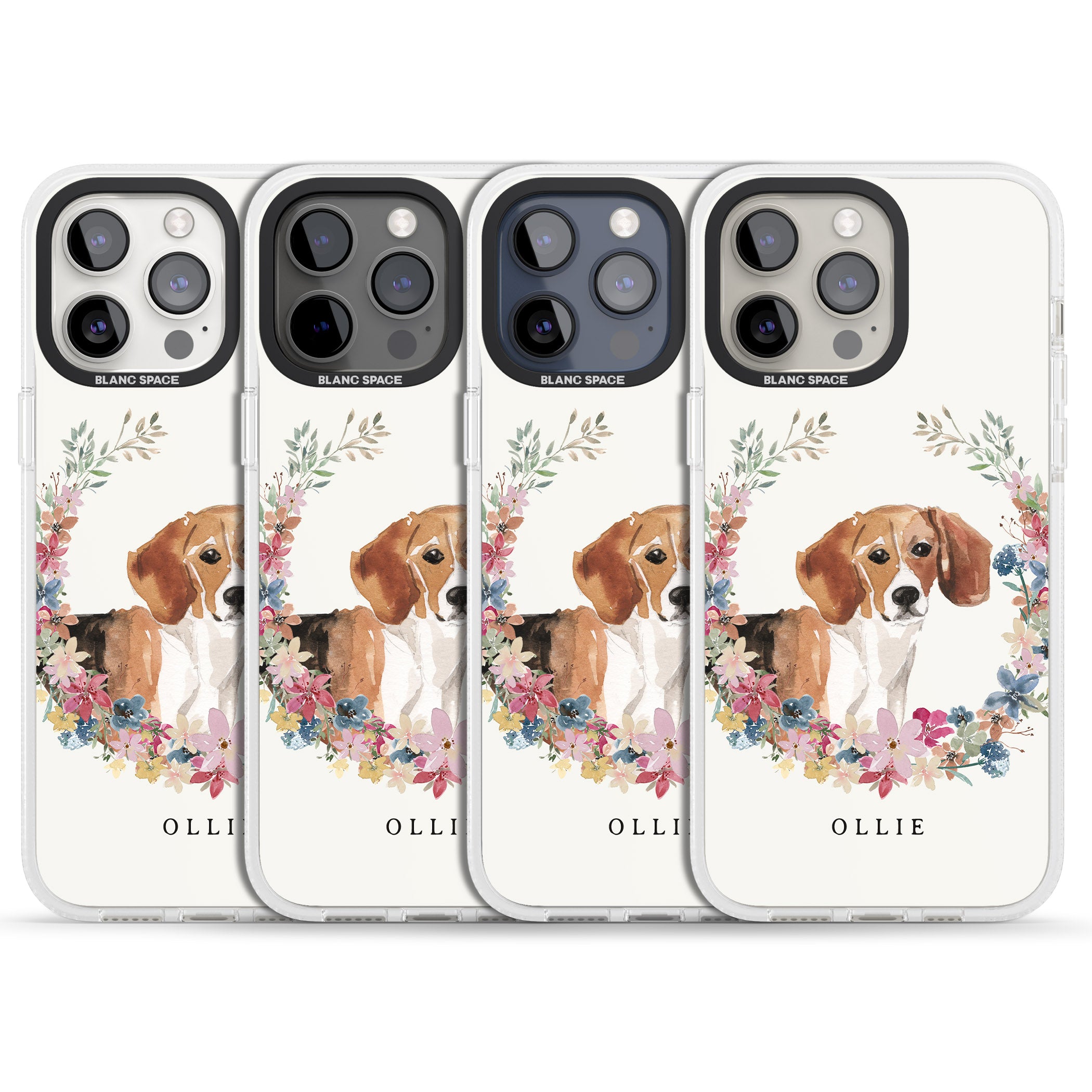 Personalised Beagle - Watercolour Dog Portrait iPhone 15 Pro Max / 15 Pro / 14 Pro Max / 14 Pro / 13 Pro Clear Case Impact Air - Blanc Space