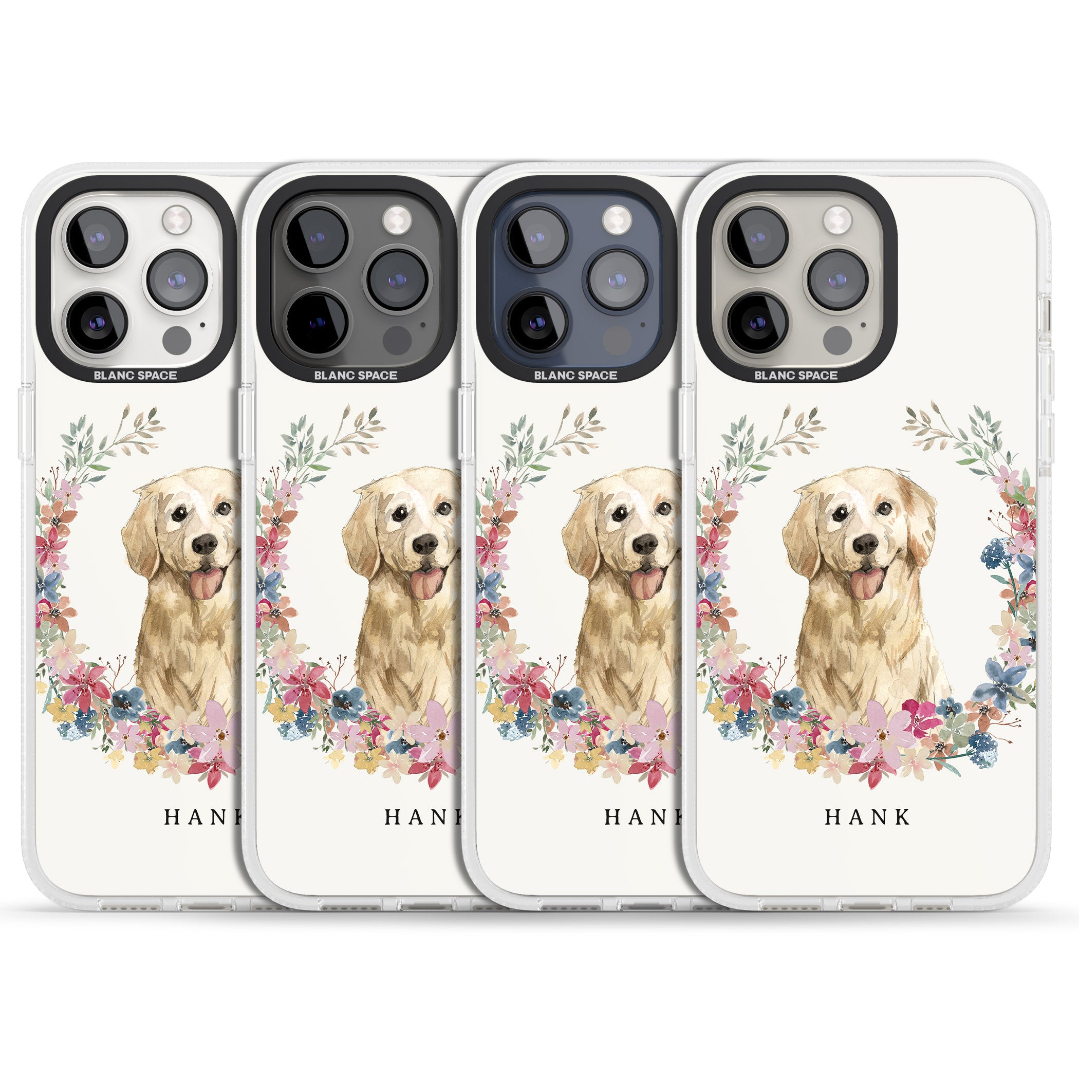 Personalised Golden Retriever - Watercolour Dog Portrait iPhone 15 Pro Max / 15 Pro / 14 Pro Max / 14 Pro / 13 Pro Clear Case Impact Air - Blanc Space