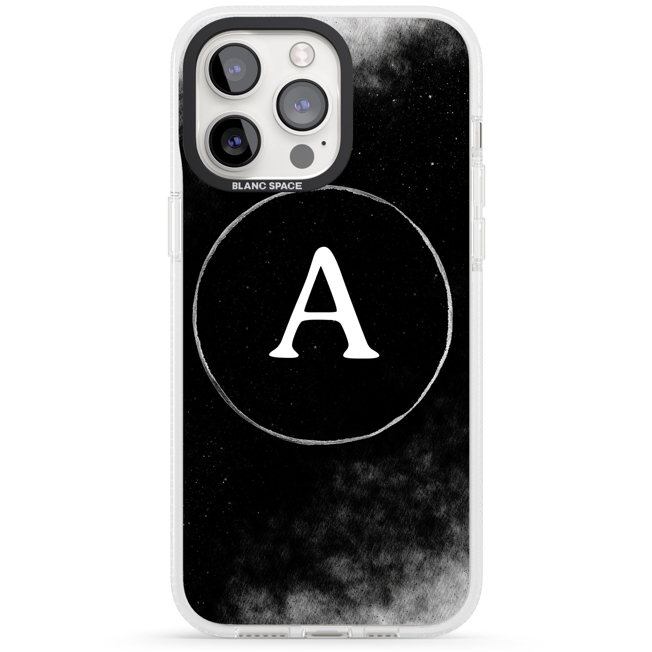 Personalised Eclipse Monogram iPhone 15 Pro Max / 15 Pro / 14 Pro Max / 14 Pro / 13 Pro Clear Case Impact Air - Blanc Space