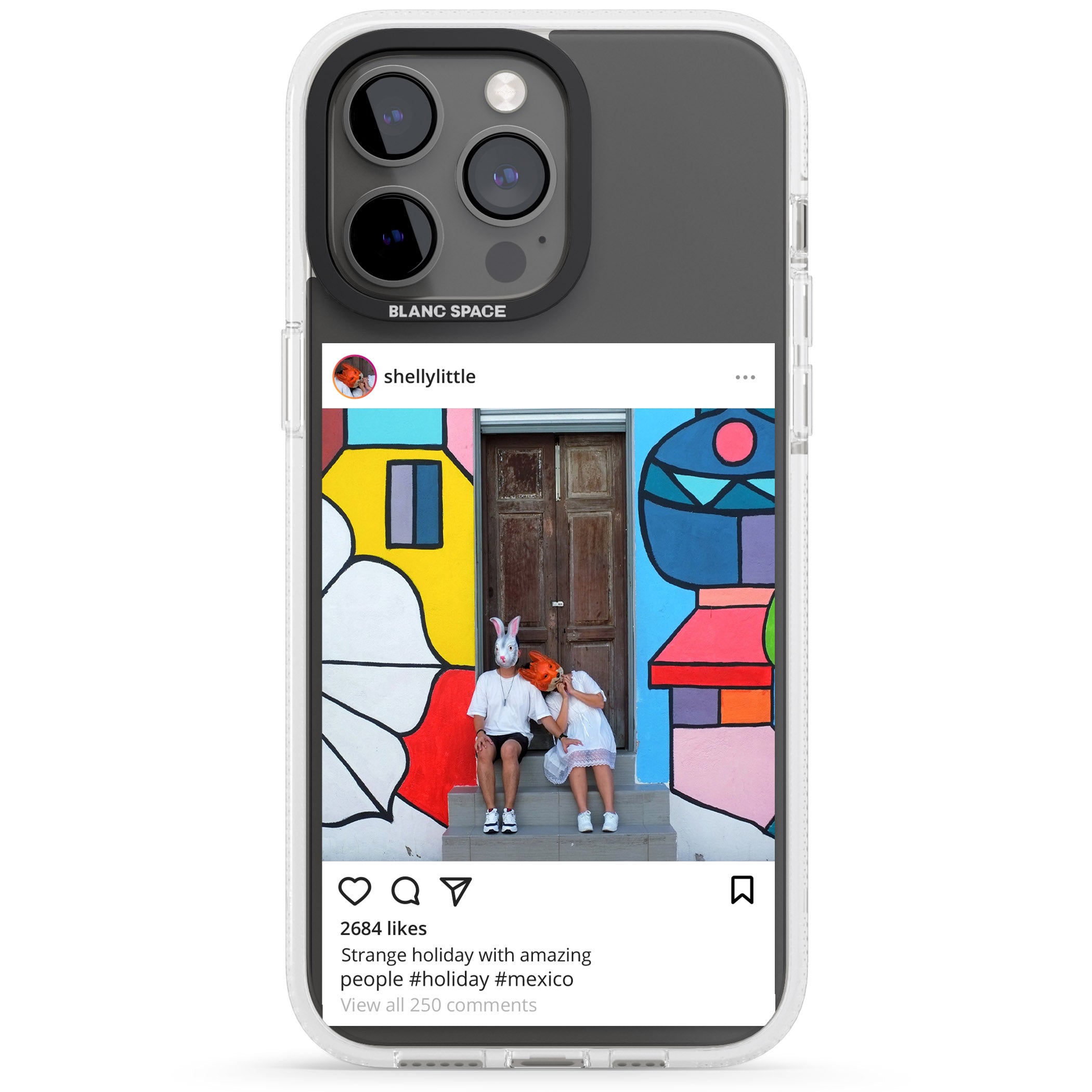 Personalised Instagram iPhone 15 Pro Max / 15 Pro / 14 Pro Max / 14 Pro / 13 Pro Clear Case Impact Air - Blanc Space