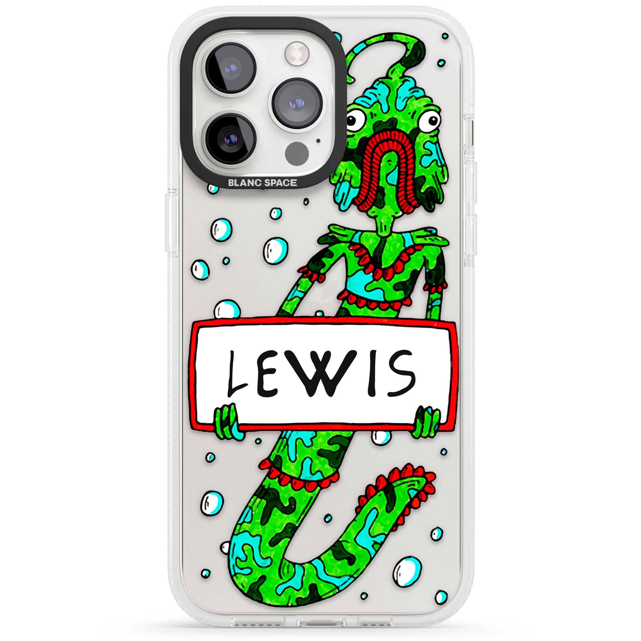 Personalised Fish Boy iPhone 15 Pro Max / 15 Pro / 14 Pro Max / 14 Pro / 13 Pro Clear Case Impact Air - Blanc Space