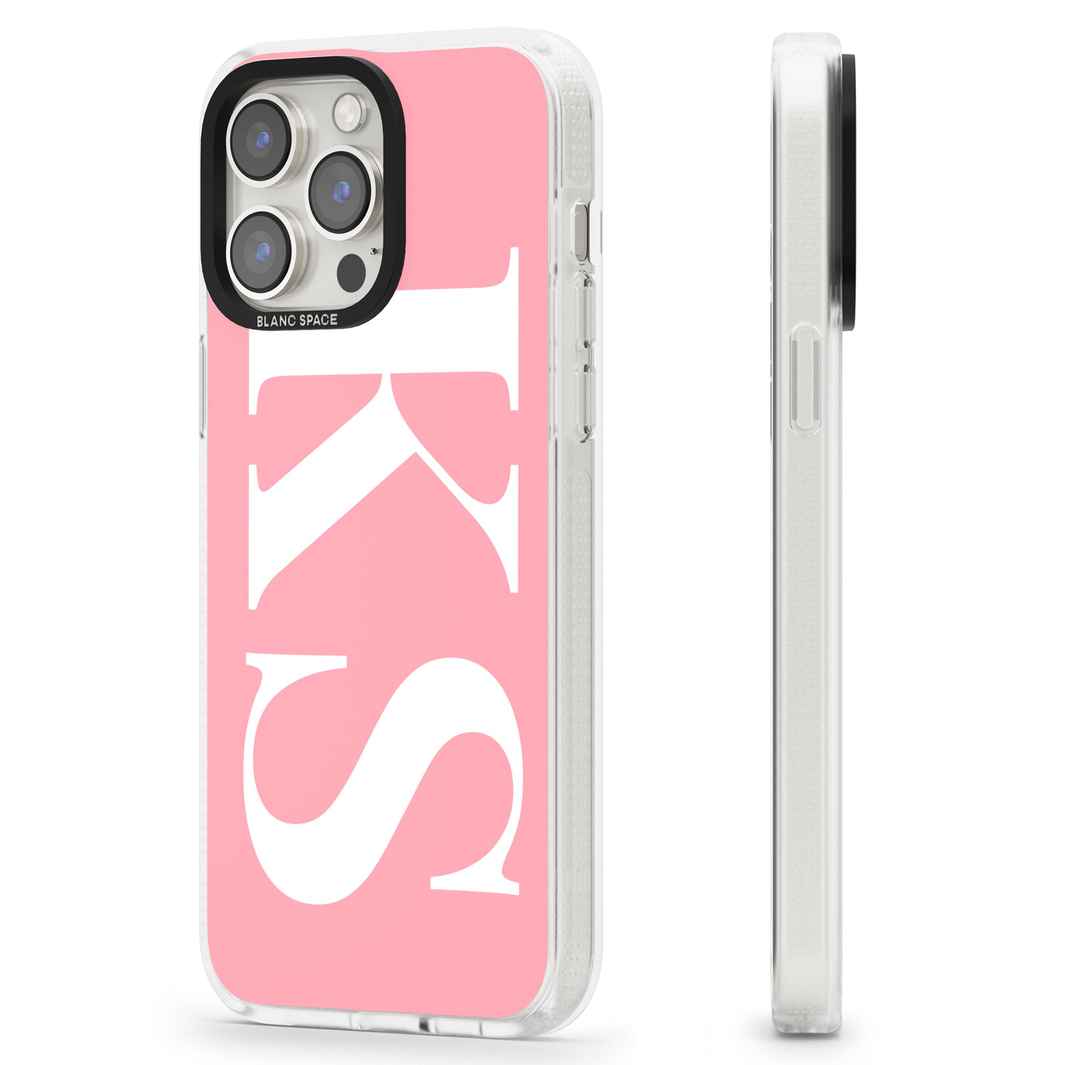 Personalised White & Pink Letters iPhone 15 Pro Max / 15 Pro / 14 Pro Max / 14 Pro / 13 Pro Clear Case Impact Air - Blanc Space