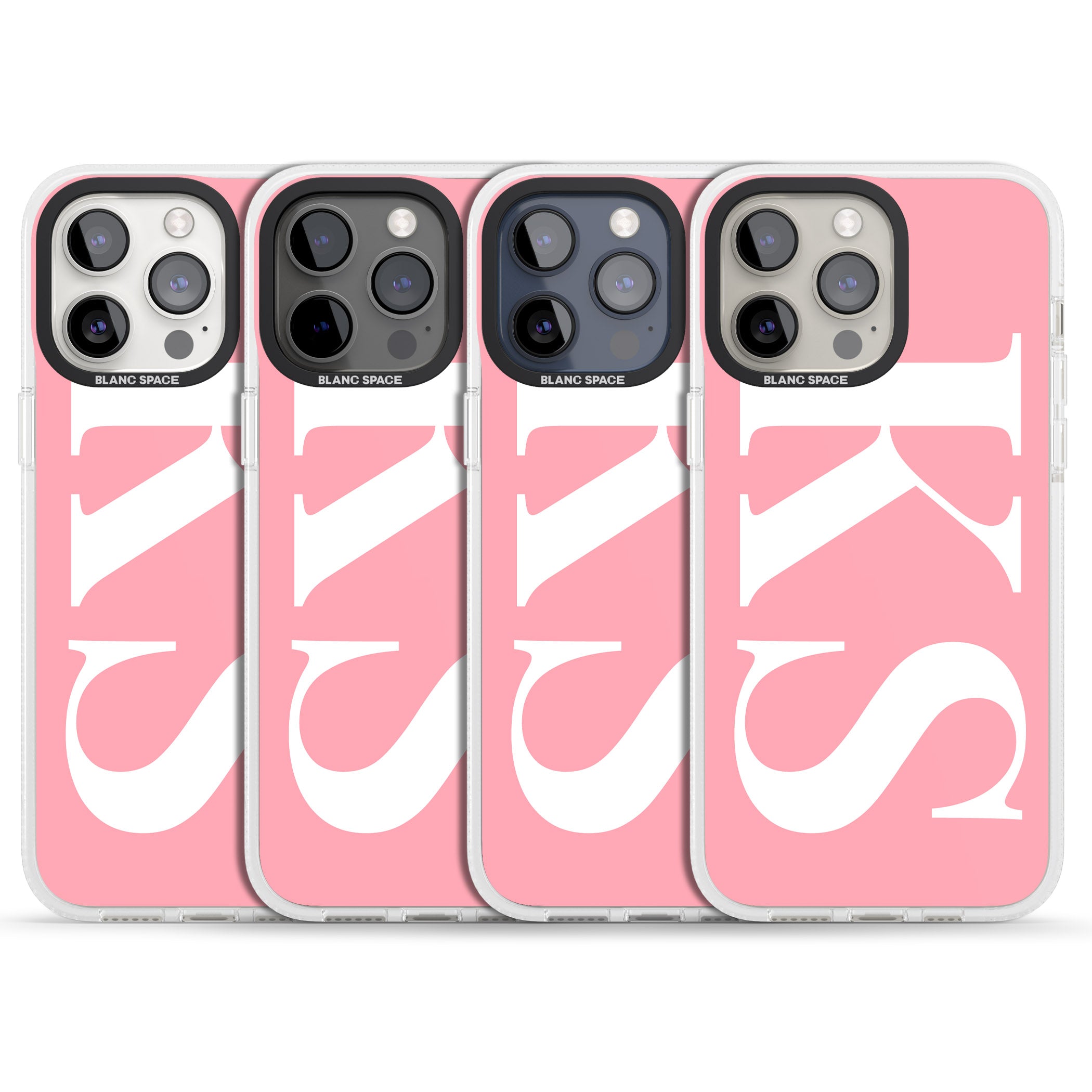 Personalised White & Pink Letters iPhone 15 Pro Max / 15 Pro / 14 Pro Max / 14 Pro / 13 Pro Clear Case Impact Air - Blanc Space