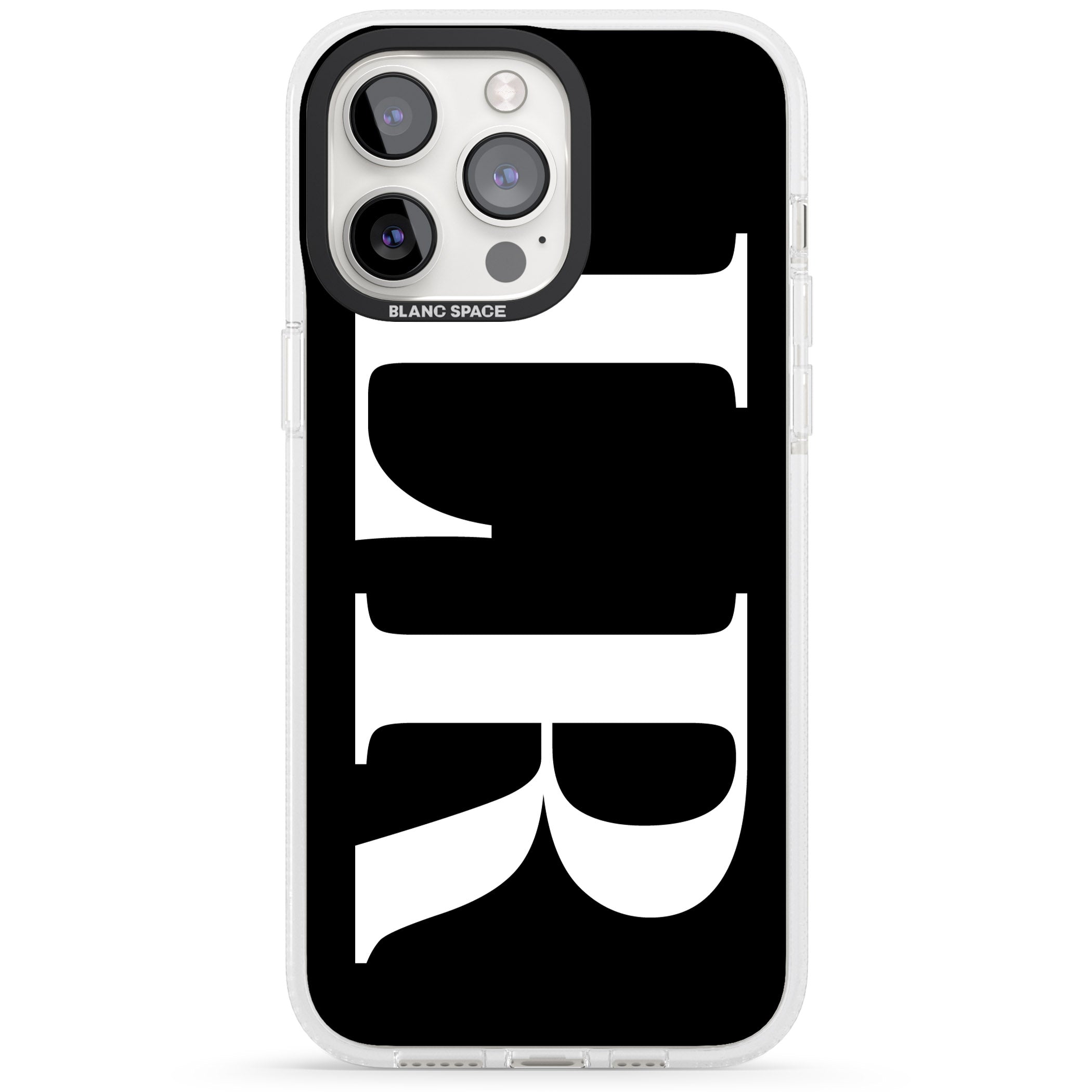 Personalised White & Black Letters iPhone 15 Pro Max / 15 Pro / 14 Pro Max / 14 Pro / 13 Pro Clear Case Impact Air - Blanc Space
