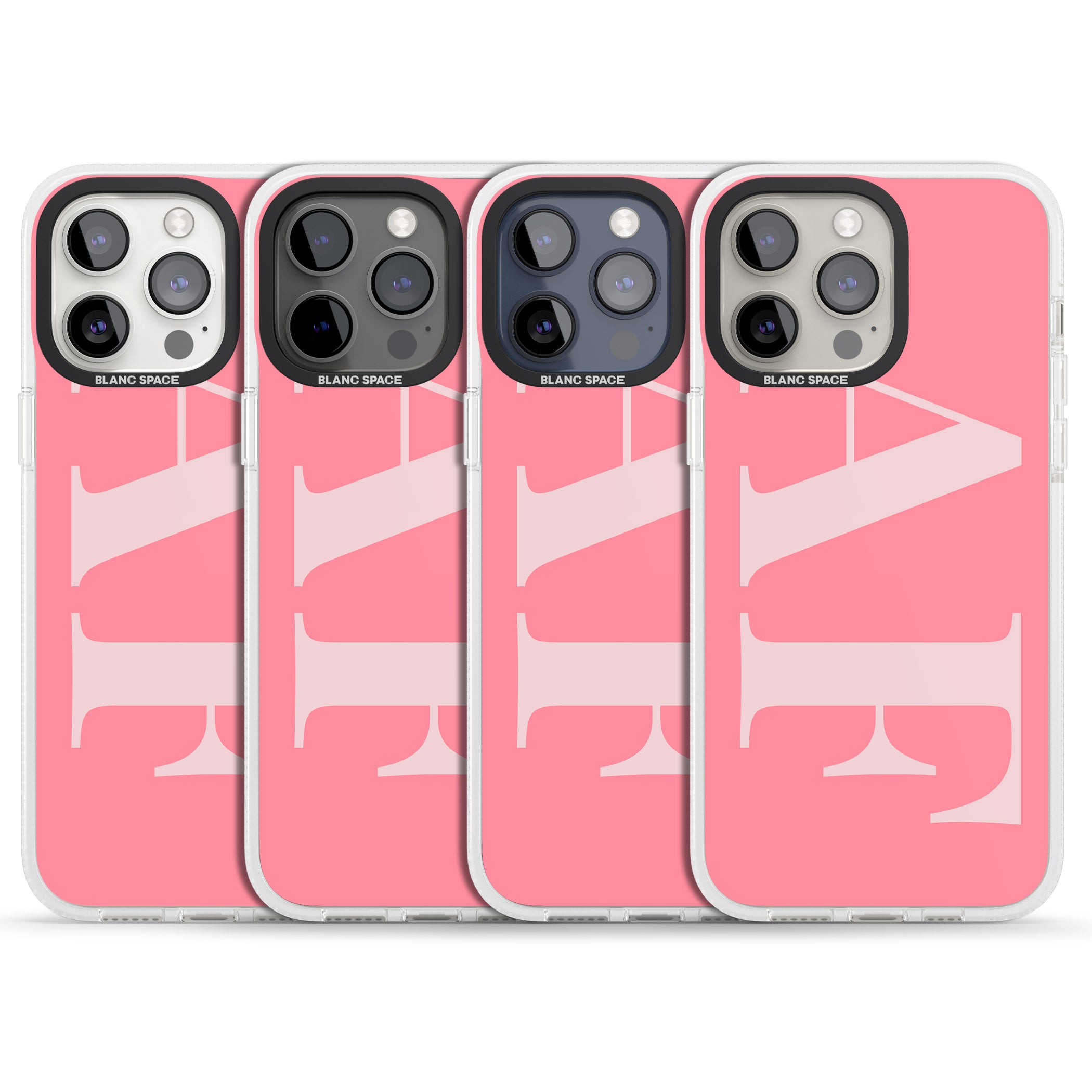 Personalised Light & Dark Pink Personalised iPhone 15 Pro Max / 15 Pro / 14 Pro Max / 14 Pro / 13 Pro Clear Case Impact Air - Blanc Space