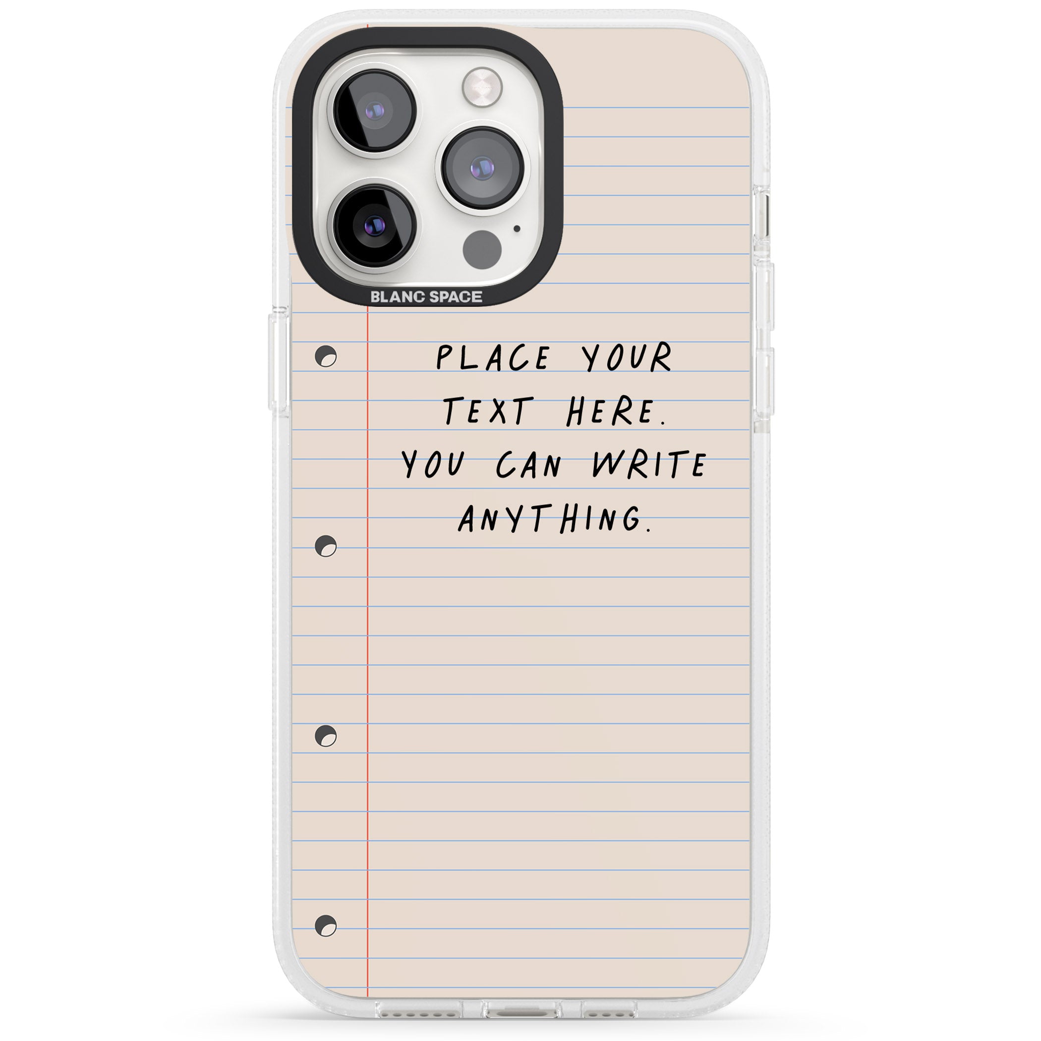 Personalised School Paper iPhone 15 Pro Max / 15 Pro / 14 Pro Max / 14 Pro / 13 Pro Clear Case Impact Air - Blanc Space