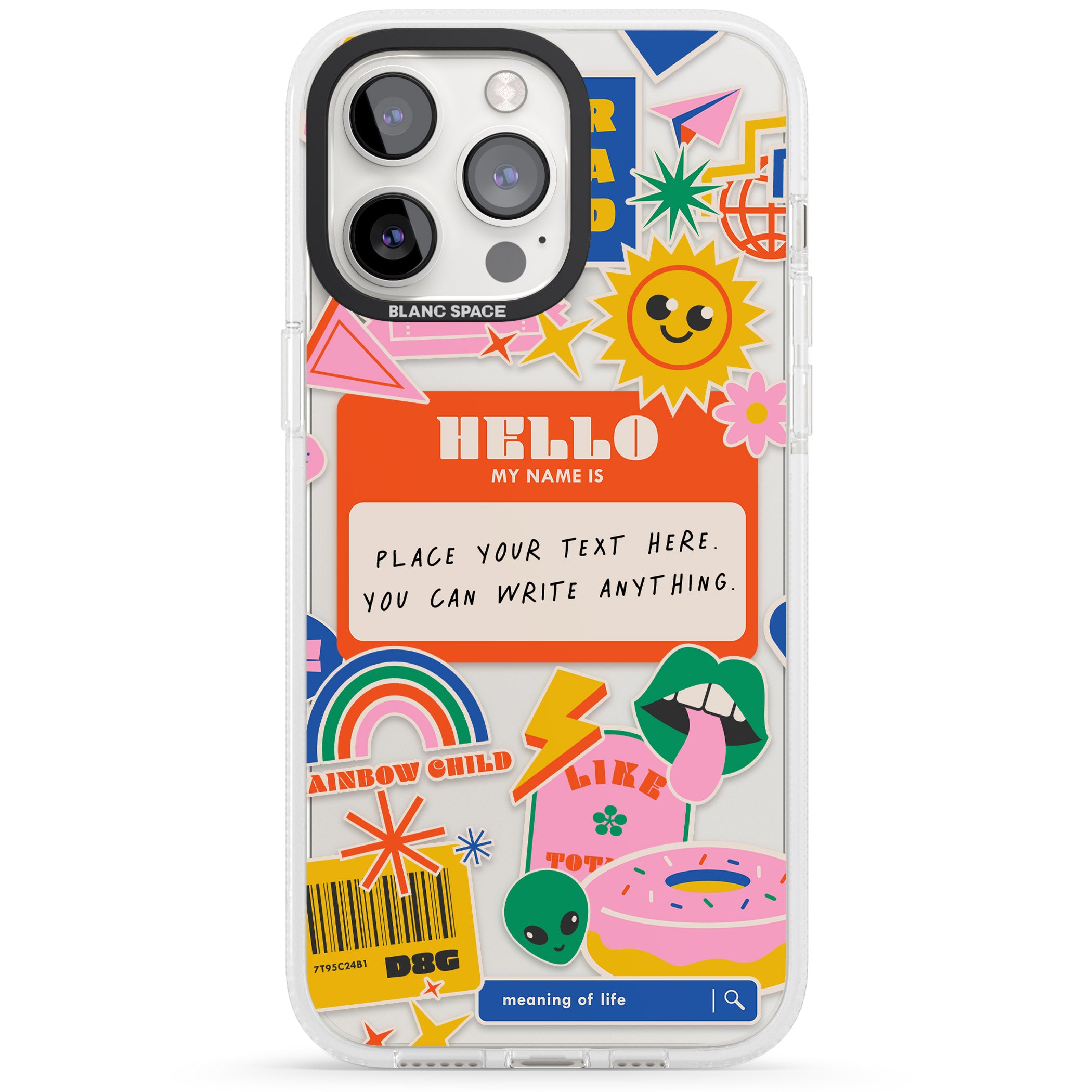 Personalised Nostalgia Sticker Mix #2 iPhone 15 Pro Max / 15 Pro / 14 Pro Max / 14 Pro / 13 Pro Clear Case Impact Air - Blanc Space
