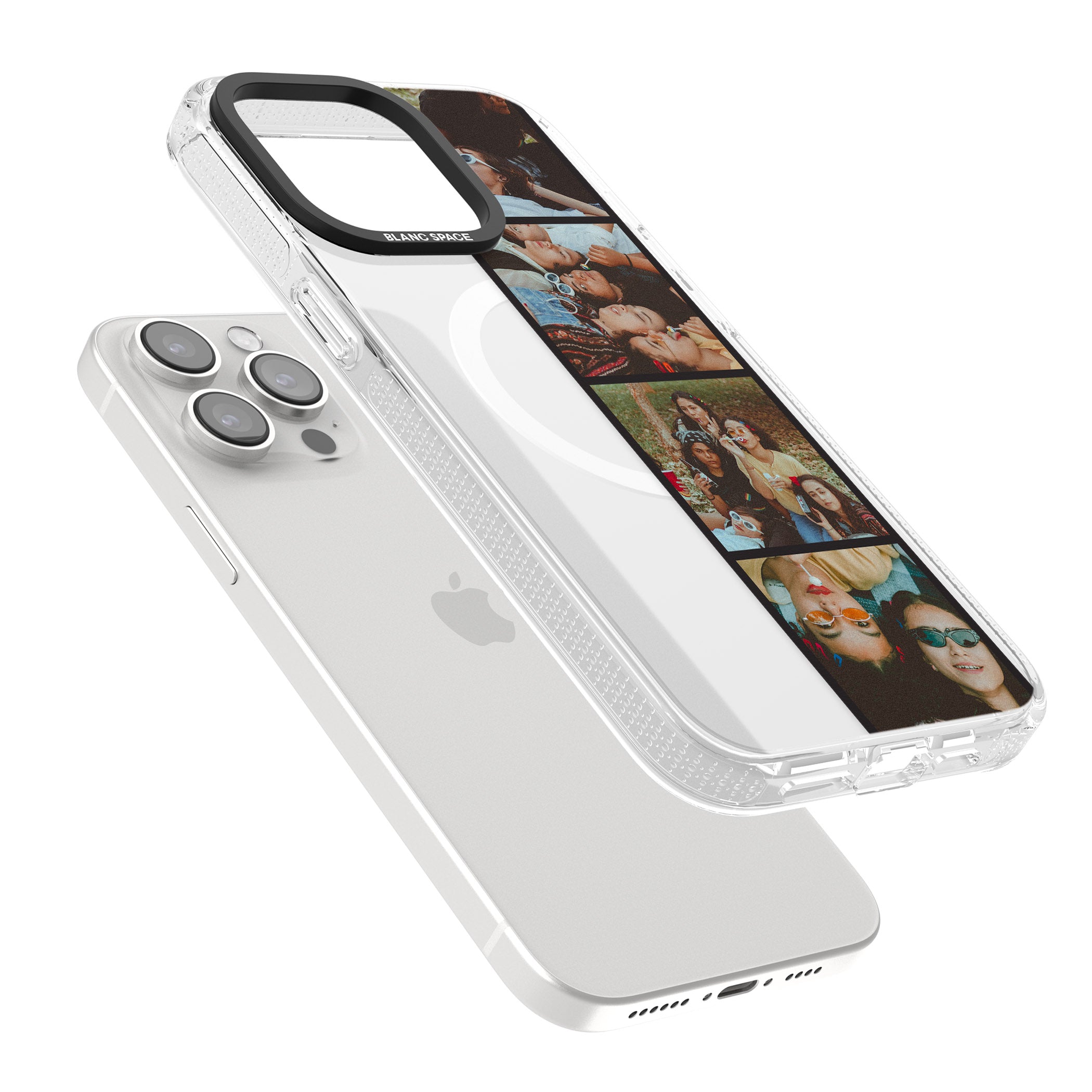 Personalised Photo Strip iPhone 15 Pro Max / 15 Pro / 14 Pro Max / 14 Pro / 13 Pro Clear Case Impact Air - Blanc Space