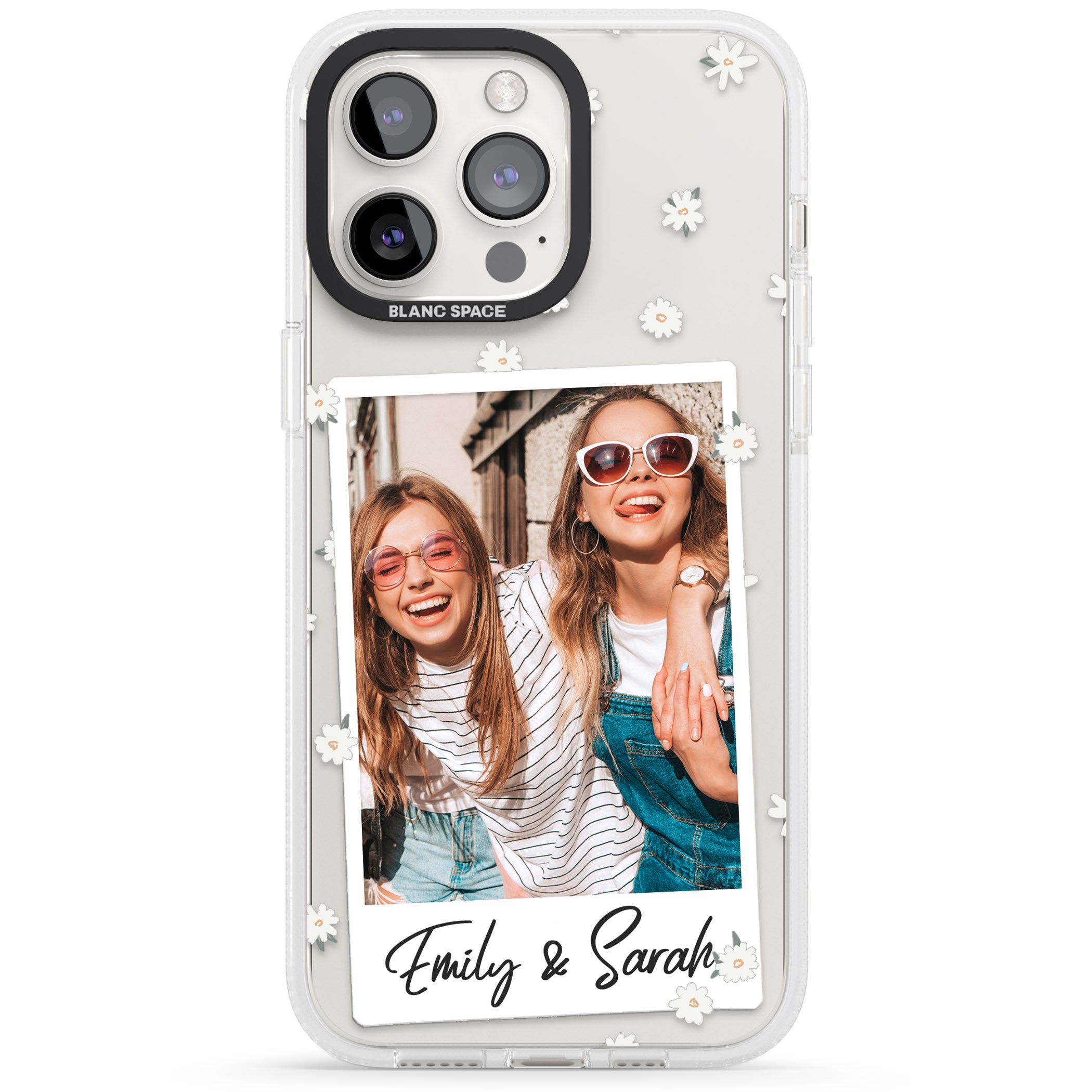 Personalised Daisy Instant Photo iPhone 15 Pro Max / 15 Pro / 14 Pro Max / 14 Pro / 13 Pro Clear Case Impact Air - Blanc Space
