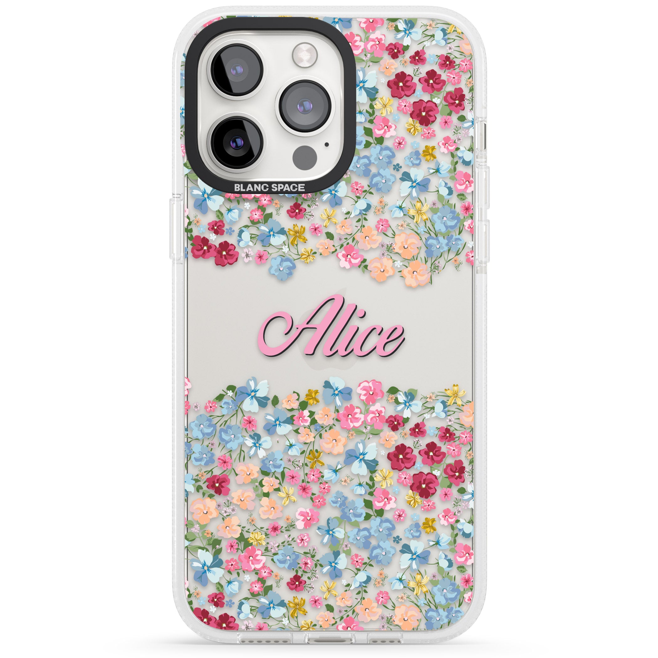 Personalised Venetian Meadow iPhone 15 Pro Max / 15 Pro / 14 Pro Max / 14 Pro / 13 Pro Clear Case Impact Air - Blanc Space
