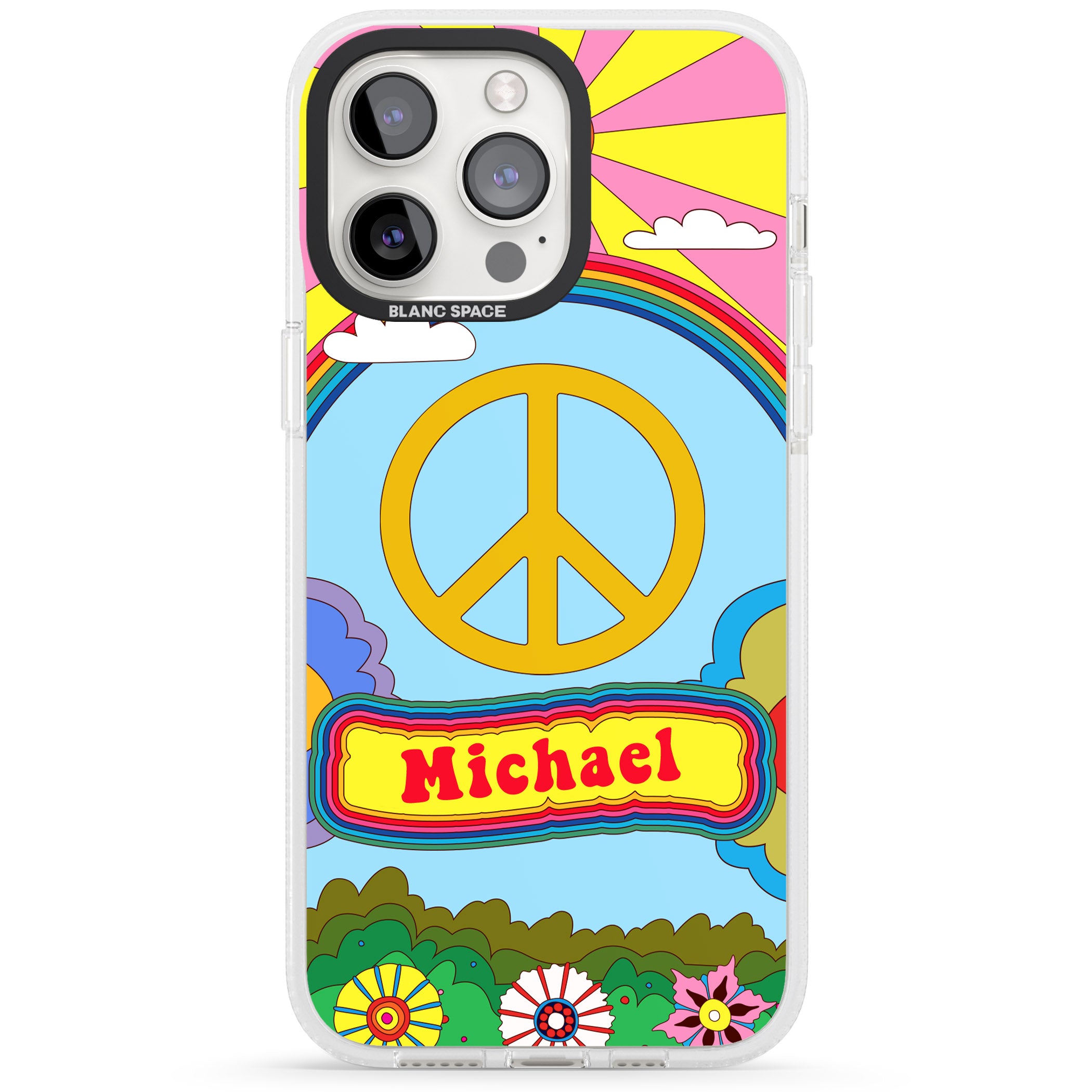 Personalised Happy Days iPhone 15 Pro Max / 15 Pro / 14 Pro Max / 14 Pro / 13 Pro Clear Case Impact Air - Blanc Space