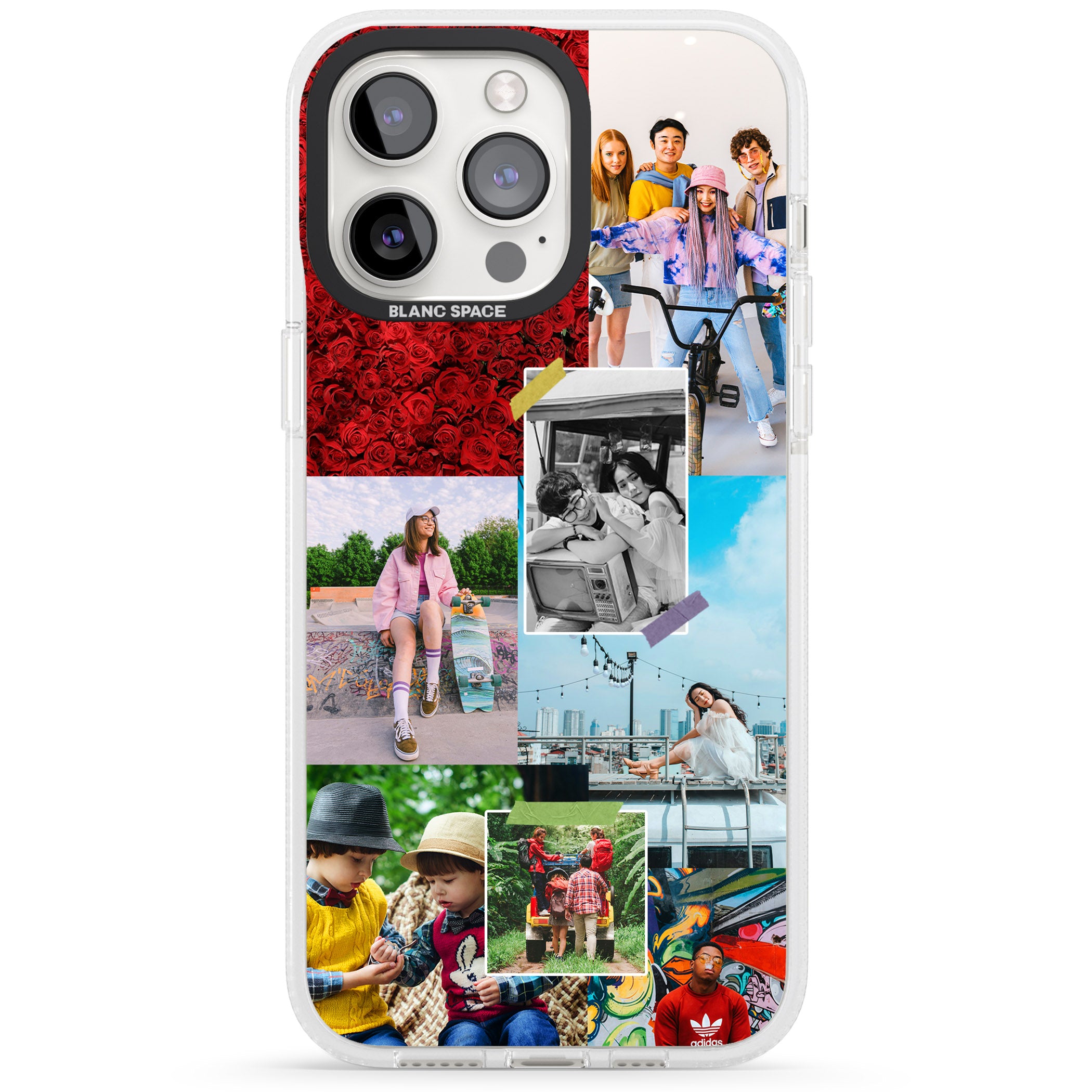 Personalised Photo Collage iPhone 15 Pro Max / 15 Pro / 14 Pro Max / 14 Pro / 13 Pro Clear Case Impact Air - Blanc Space