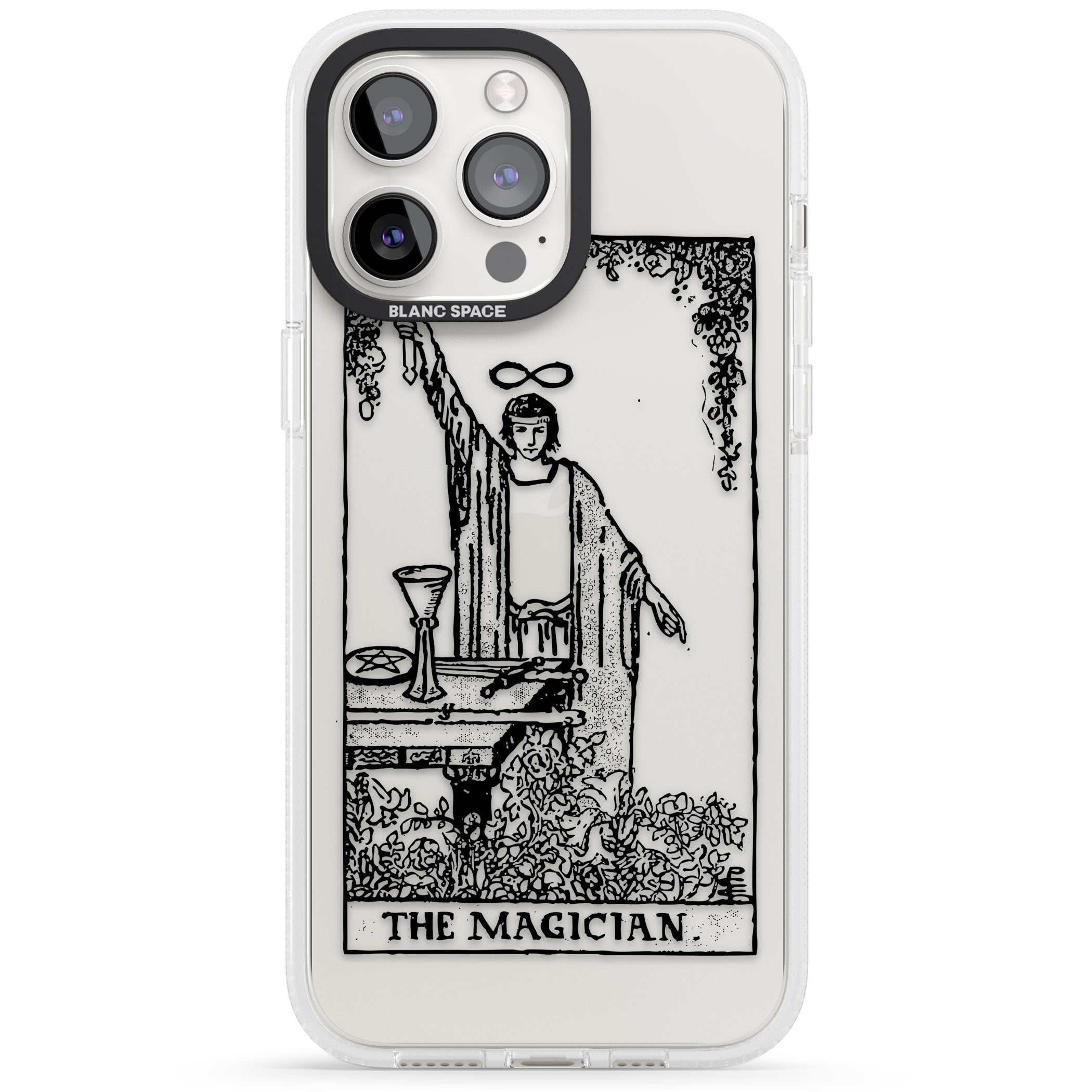 Personalised The Magician Tarot Card - Transparent iPhone 15 Pro Max / 15 Pro / 14 Pro Max / 14 Pro / 13 Pro Clear Case Impact Air - Blanc Space