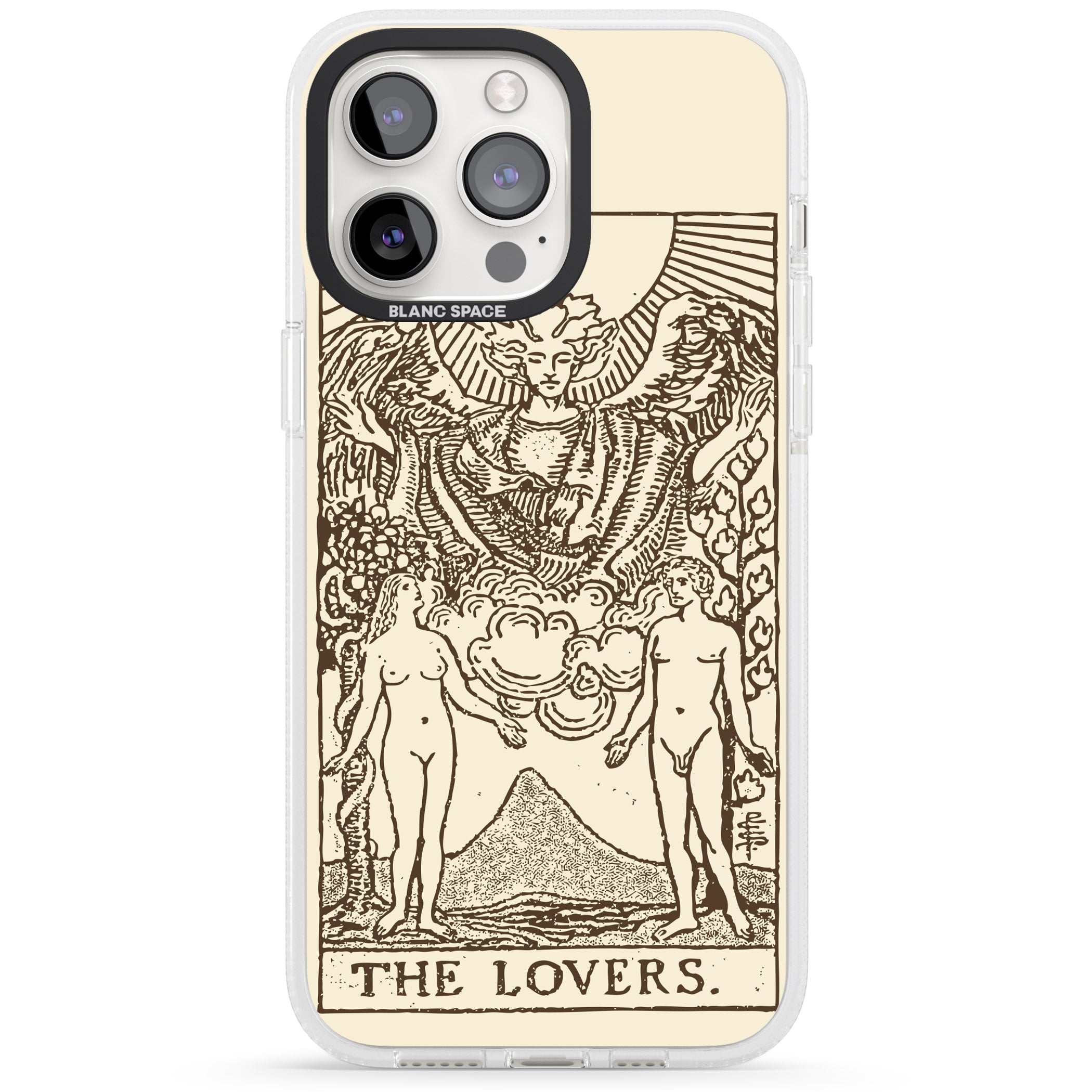Personalised The Lovers Tarot Card - Solid Cream iPhone 15 Pro Max / 15 Pro / 14 Pro Max / 14 Pro / 13 Pro Clear Case Impact Air - Blanc Space