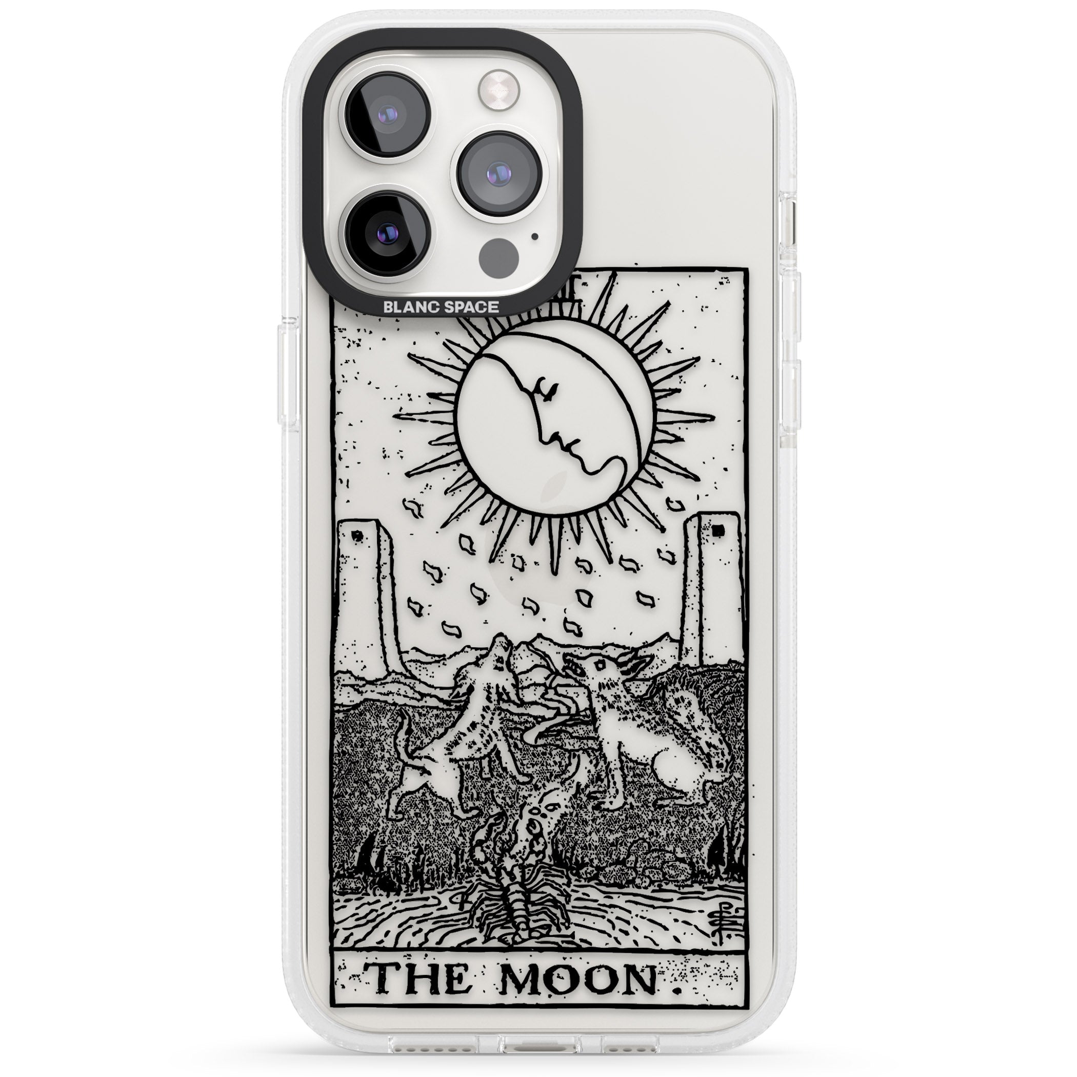 Personalised The Moon Tarot Card - Transparent iPhone 15 Pro Max / 15 Pro / 14 Pro Max / 14 Pro / 13 Pro Clear Case Impact Air - Blanc Space