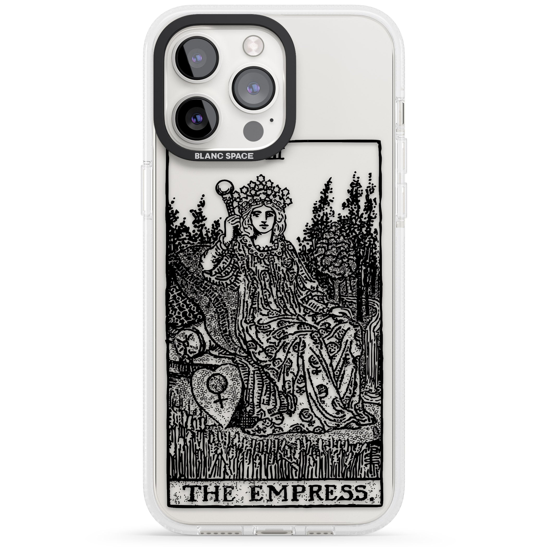 Personalised The Empress Tarot Card - Transparent iPhone 15 Pro Max / 15 Pro / 14 Pro Max / 14 Pro / 13 Pro Clear Case Impact Air - Blanc Space