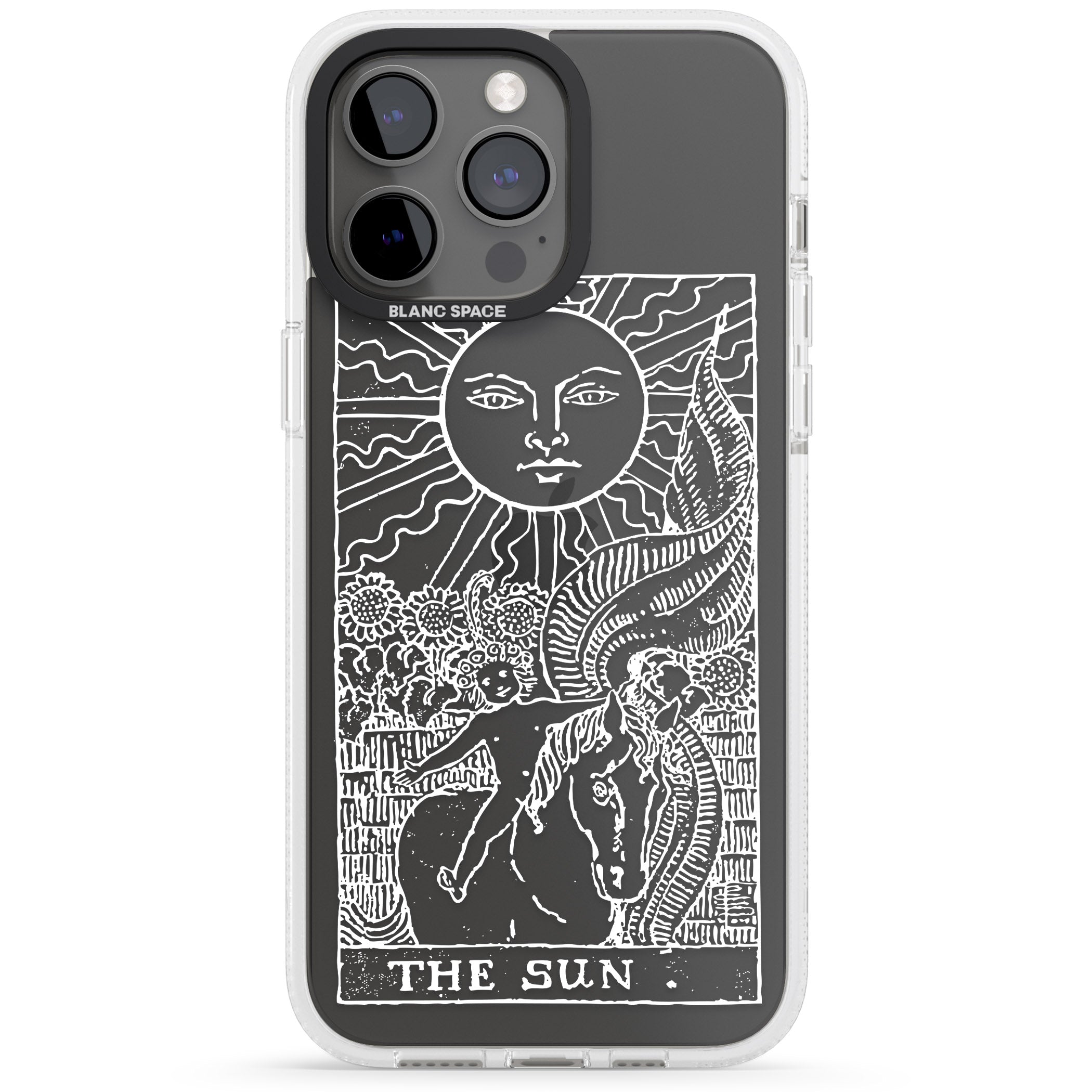 Personalised The Sun Tarot Card - White Transparent iPhone 15 Pro Max / 15 Pro / 14 Pro Max / 14 Pro / 13 Pro Clear Case Impact Air - Blanc Space