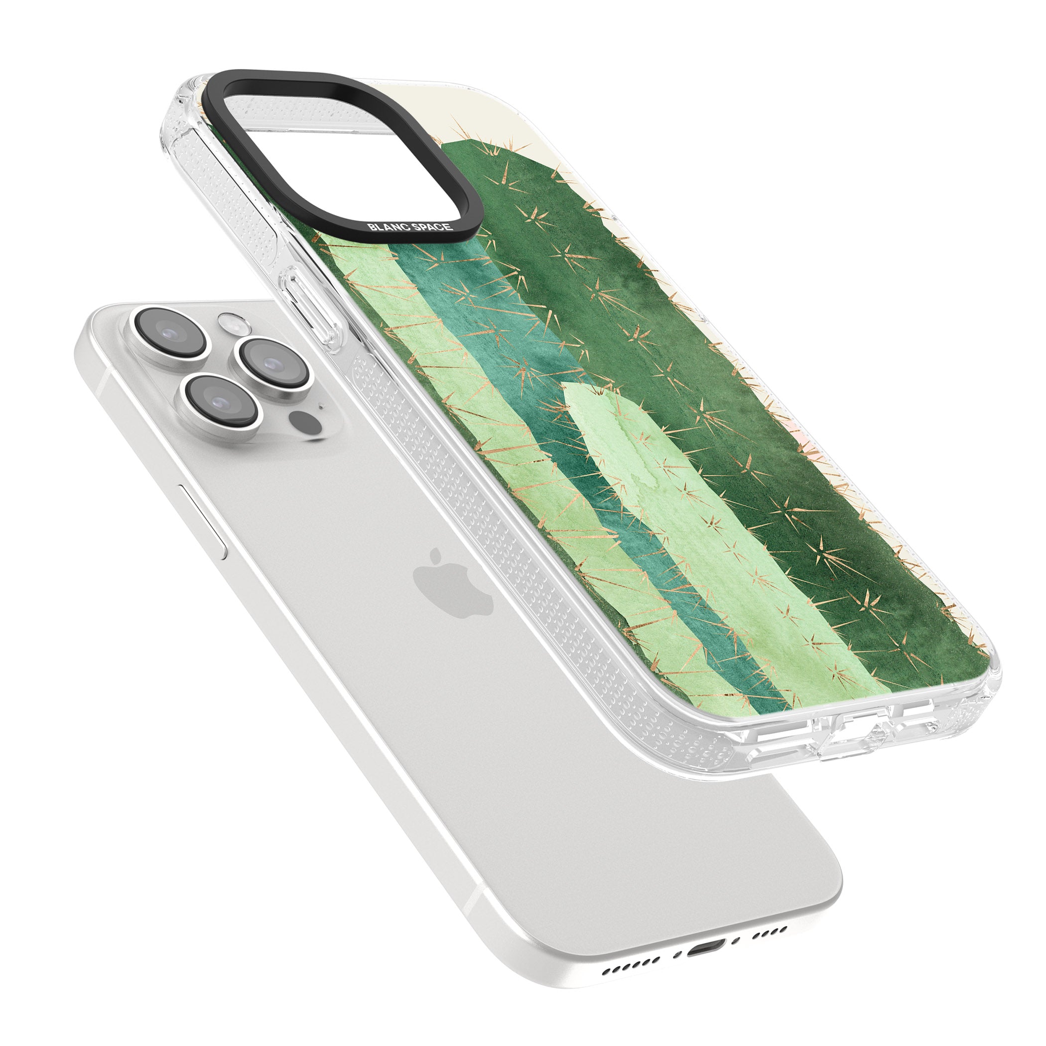 Large Cacti Mix Design iPhone 15 Pro Max / 15 Pro / 14 Pro Max / 14 Pro / 13 Pro Clear Case Impact Air - Blanc Space