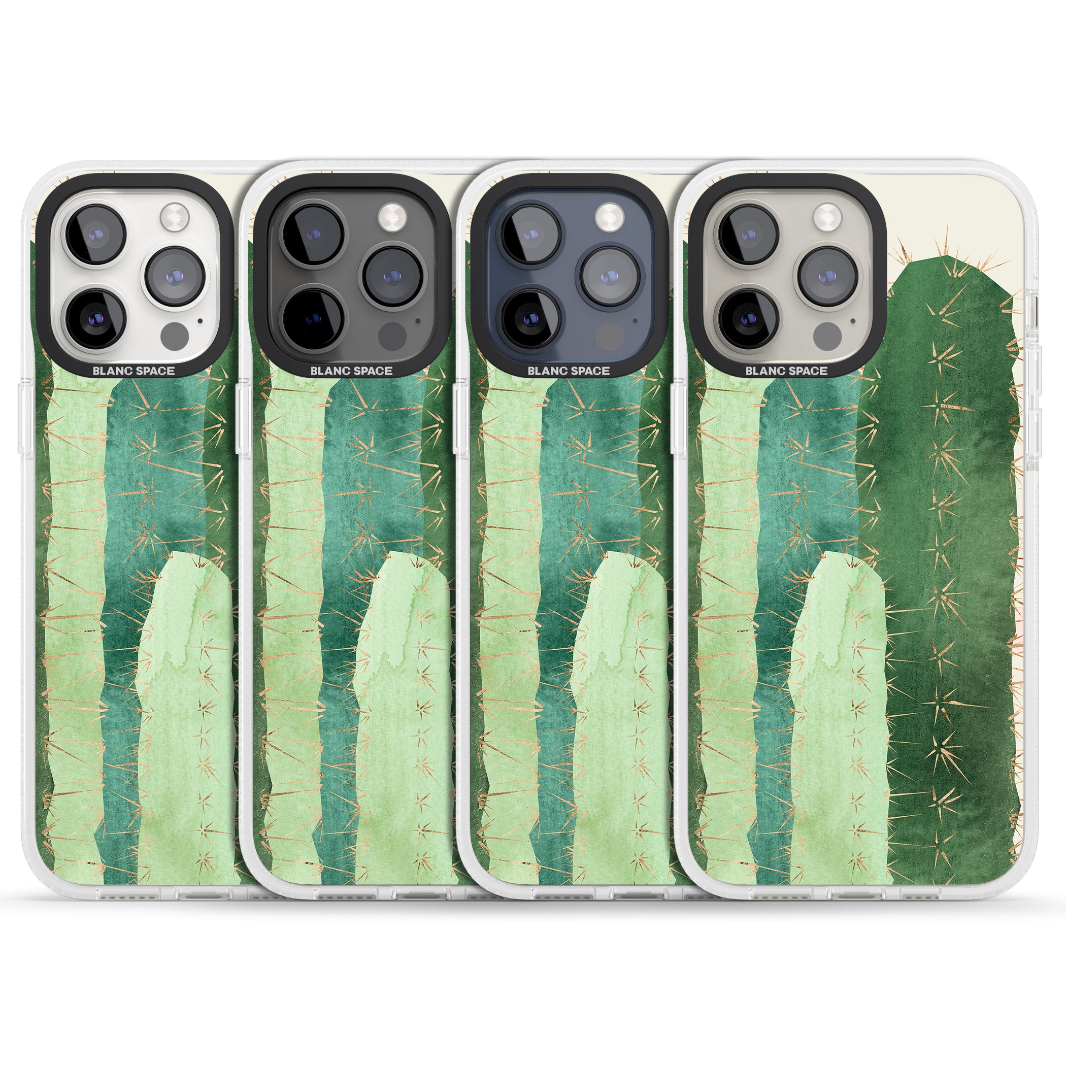 Large Cacti Mix Design iPhone 15 Pro Max / 15 Pro / 14 Pro Max / 14 Pro / 13 Pro Clear Case Impact Air - Blanc Space