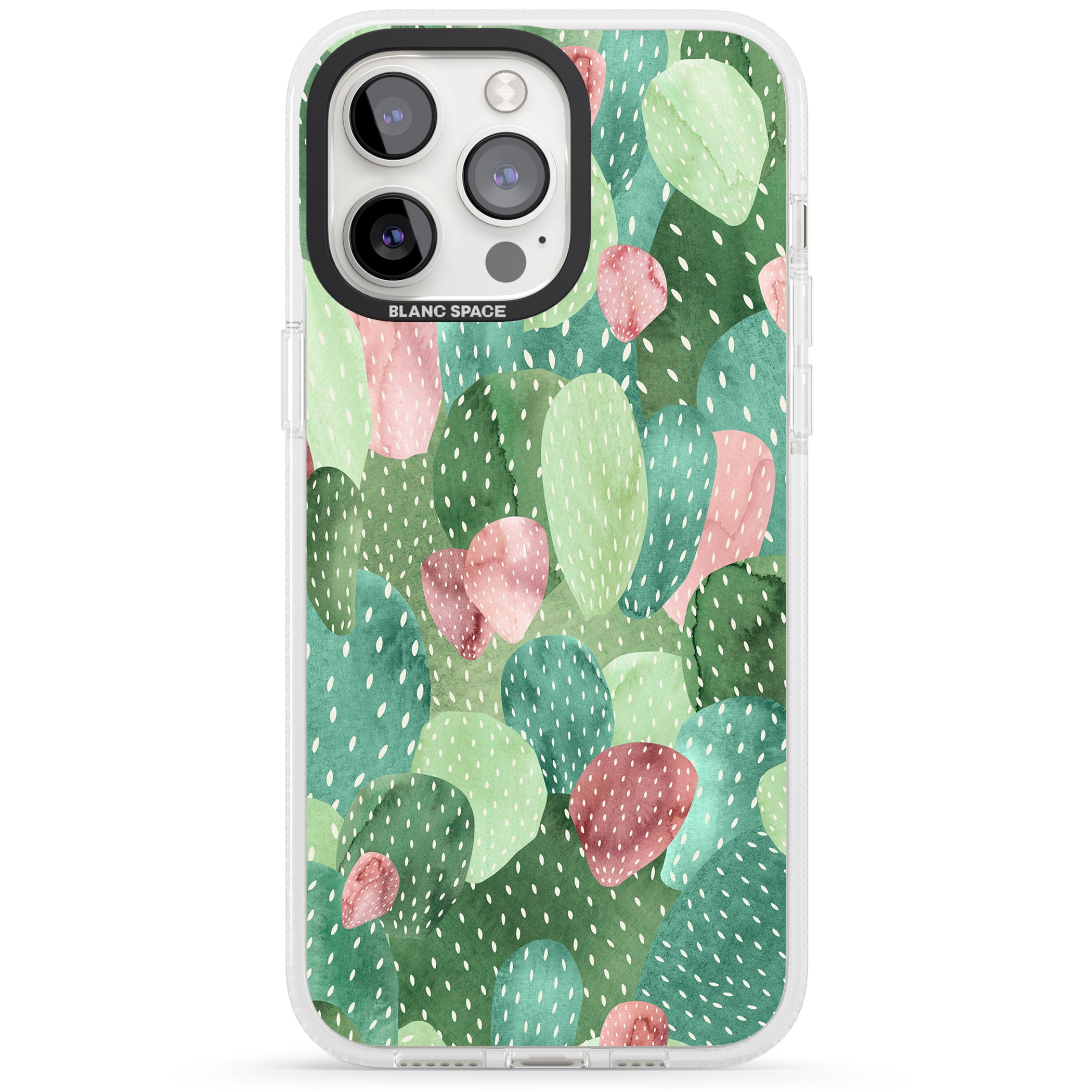 Colourful Cactus Mix Design iPhone 15 Pro Max / 15 Pro / 14 Pro Max / 14 Pro / 13 Pro Clear Case Impact Air - Blanc Space