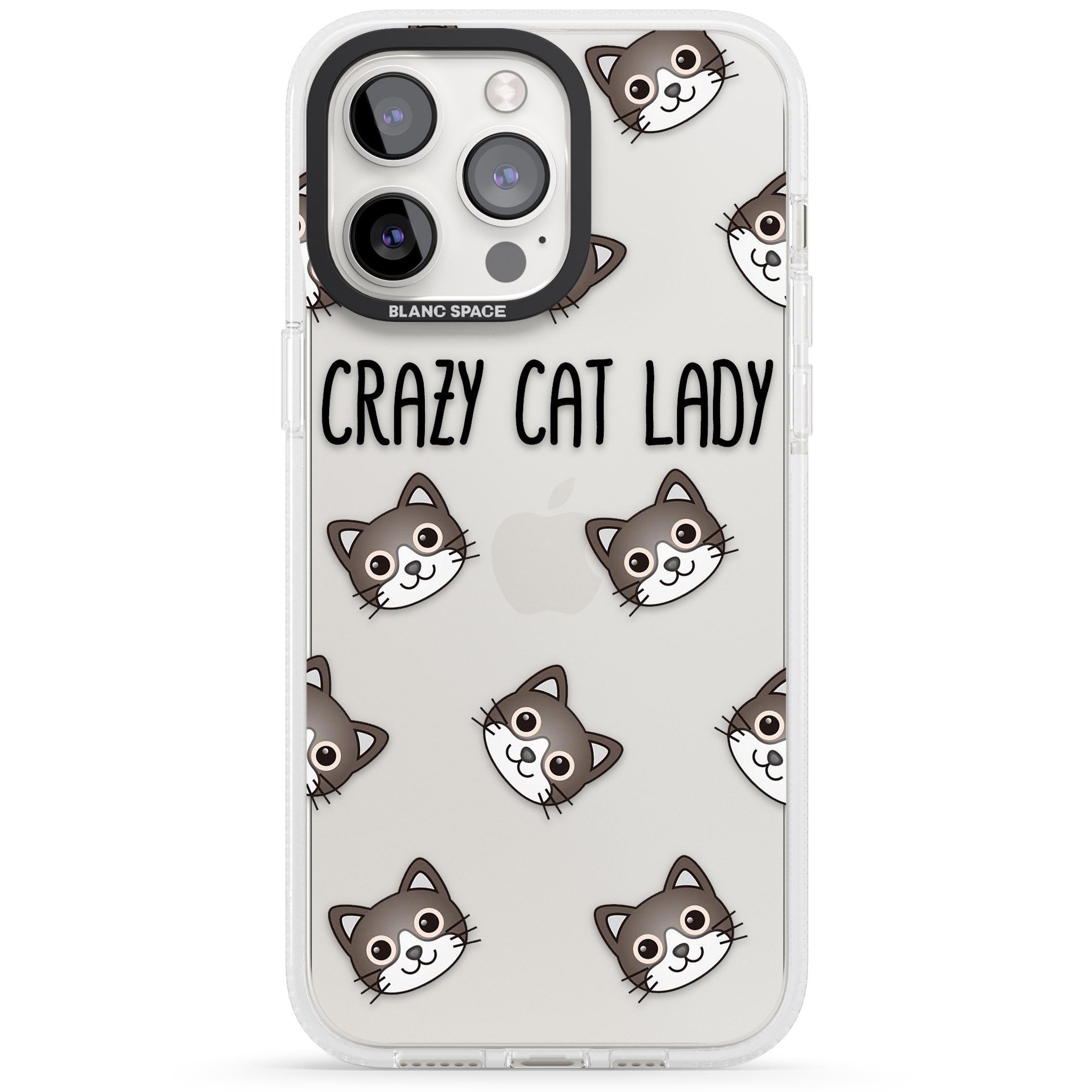 Crazy Cat Lady iPhone 15 Pro Max / 15 Pro / 14 Pro Max / 14 Pro / 13 Pro Clear Case Impact Air - Blanc Space