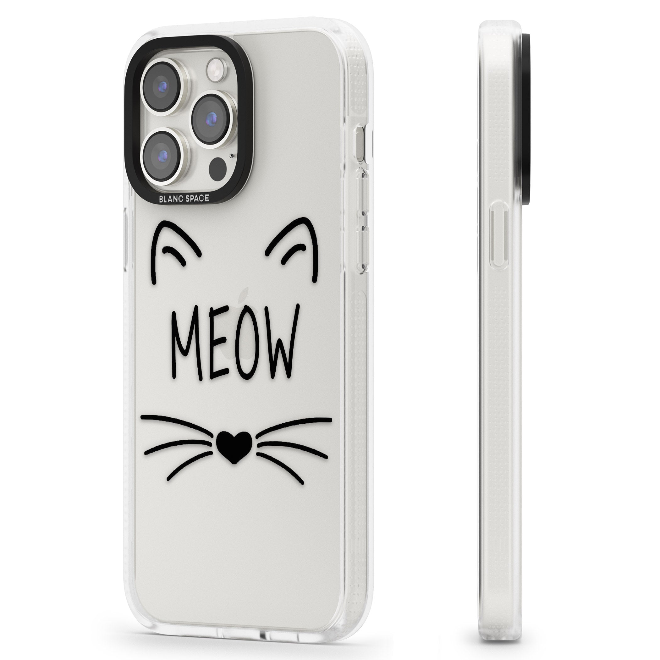 Cat Whiskers iPhone 15 Pro Max / 15 Pro / 14 Pro Max / 14 Pro / 13 Pro Clear Case Impact Air - Blanc Space