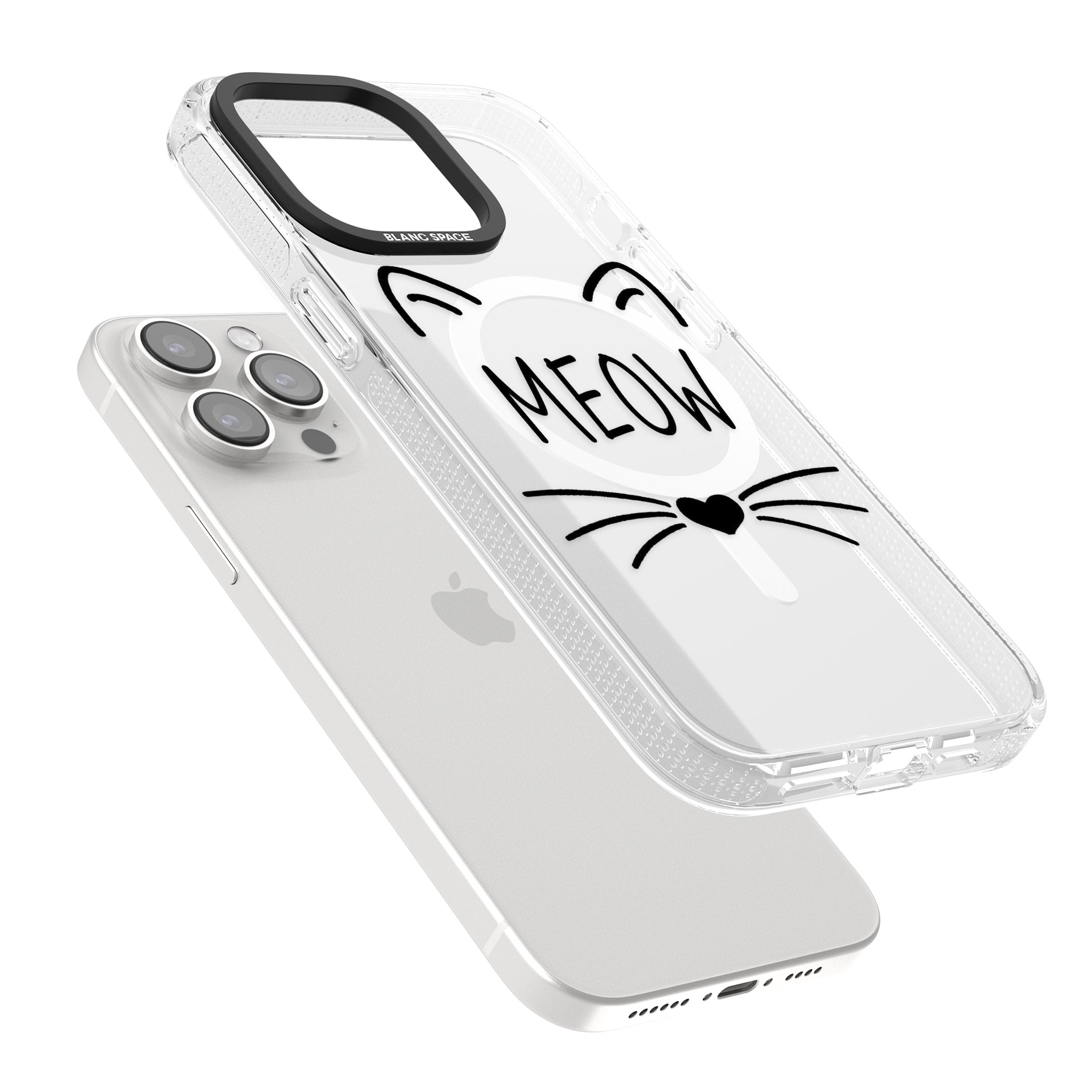 Cat Whiskers iPhone 15 Pro Max / 15 Pro / 14 Pro Max / 14 Pro / 13 Pro Clear Case Impact Air - Blanc Space