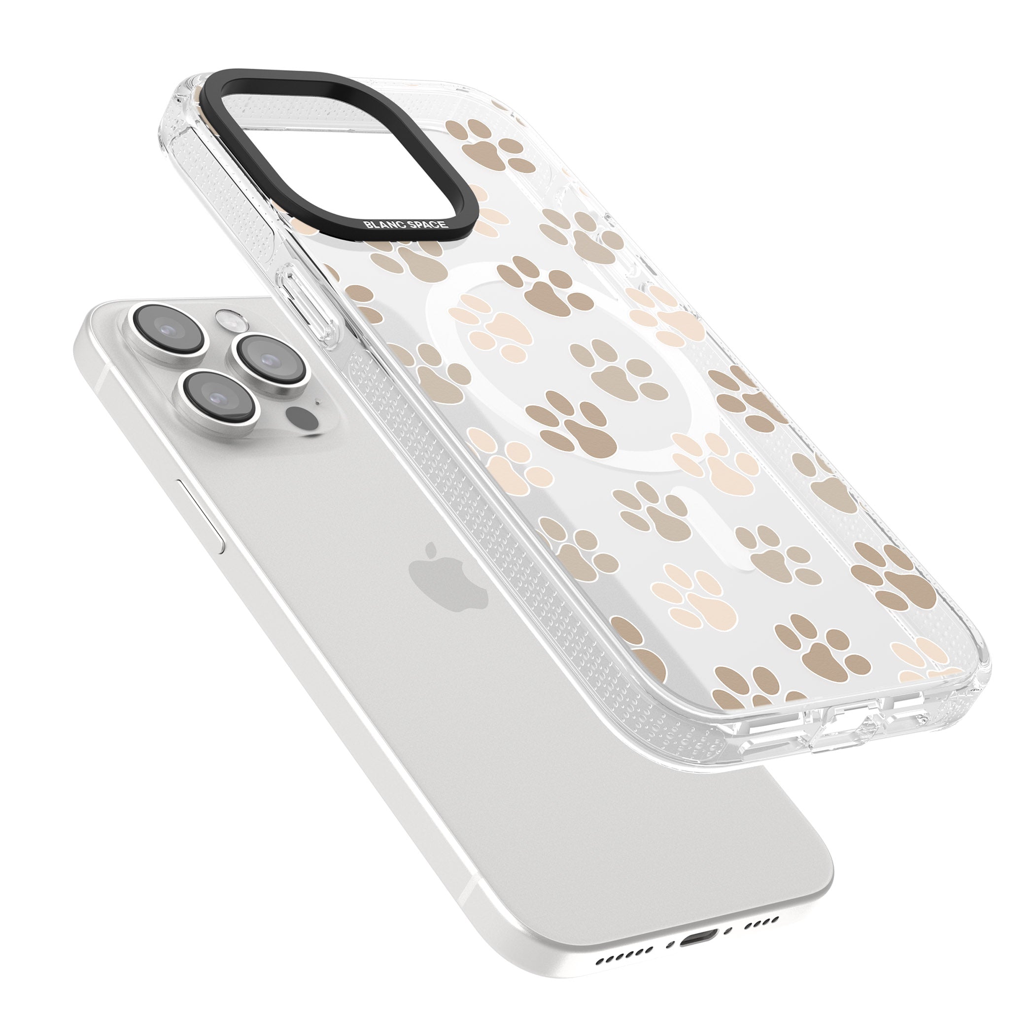 Paw Prints iPhone 15 Pro Max / 15 Pro / 14 Pro Max / 14 Pro / 13 Pro Clear Case Impact Air - Blanc Space