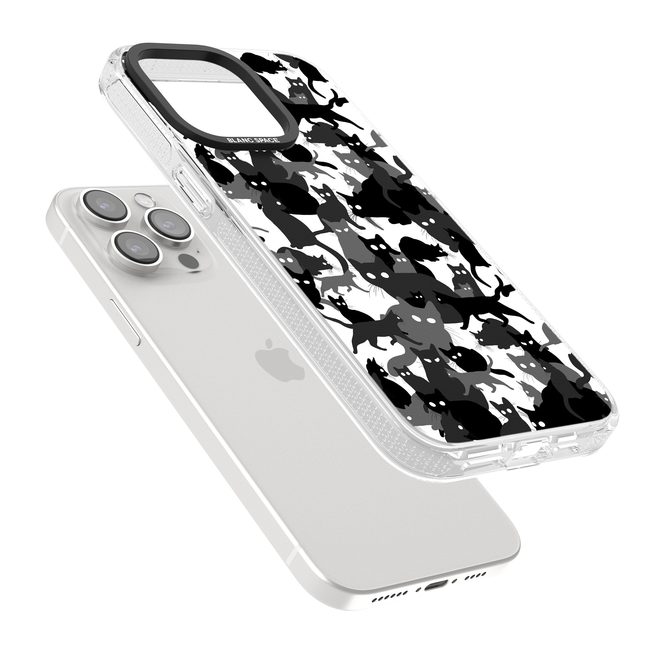 Black & White Cat Camouflage iPhone 15 Pro Max / 15 Pro / 14 Pro Max / 14 Pro / 13 Pro Clear Case Impact Air - Blanc Space