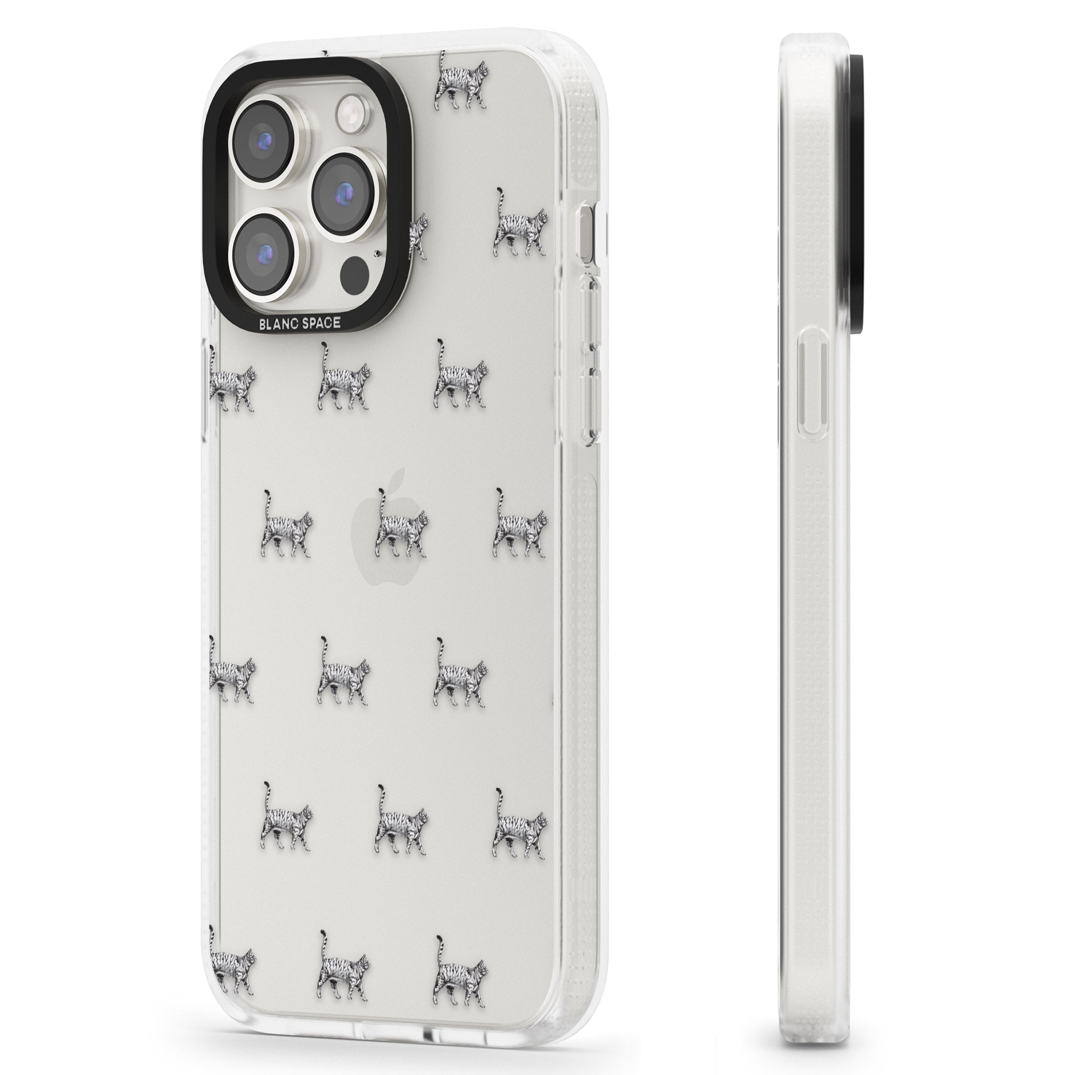 British Shorthair Cat Pattern iPhone 15 Pro Max / 15 Pro / 14 Pro Max / 14 Pro / 13 Pro Clear Case Impact Air - Blanc Space