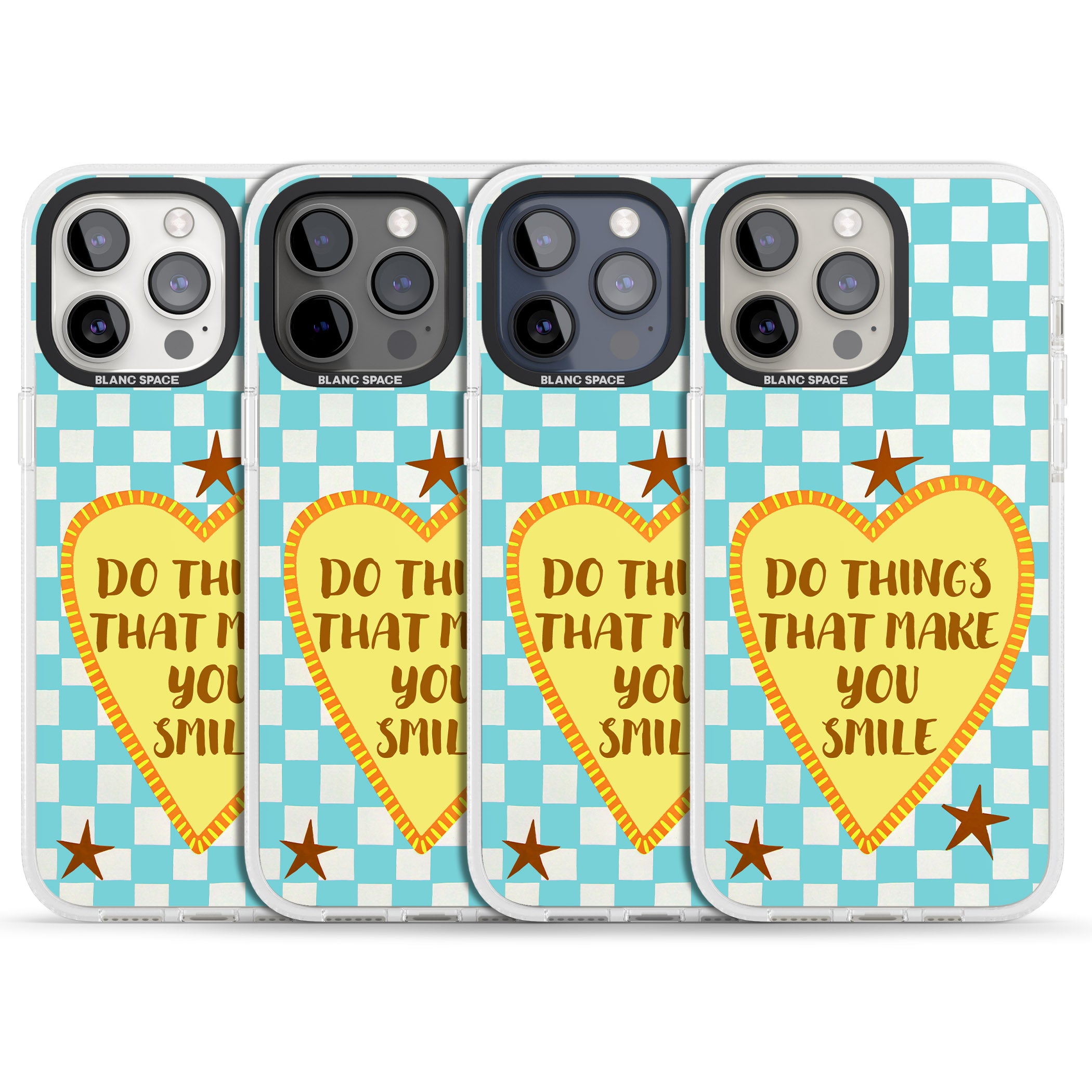 Do Things That Make You Smile iPhone 15 Pro Max / 15 Pro / 14 Pro Max / 14 Pro / 13 Pro Clear Case Impact Air - Blanc Space