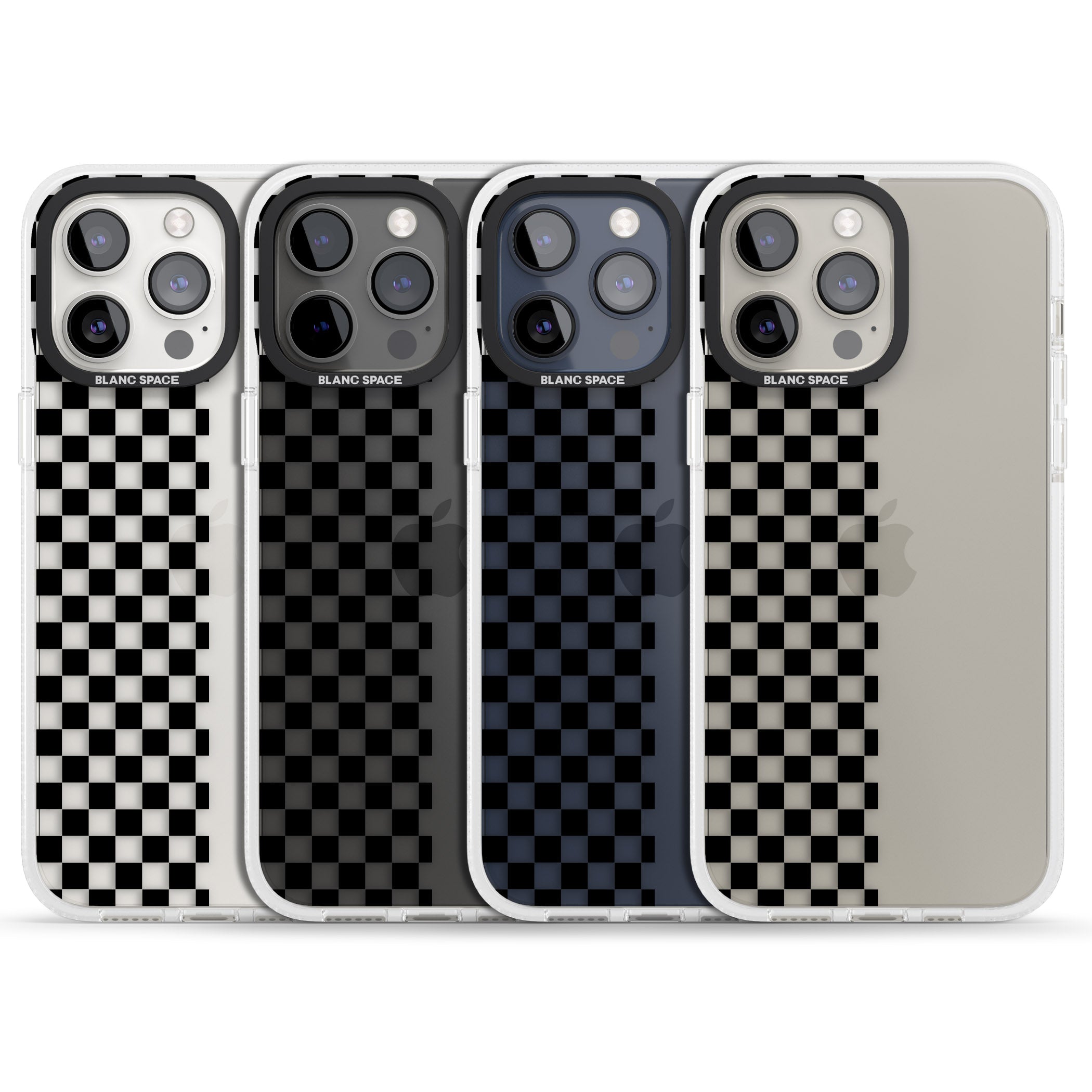 Checker: Half Black Check on Clear iPhone 15 Pro Max / 15 Pro / 14 Pro Max / 14 Pro / 13 Pro Clear Case Impact Air - Blanc Space