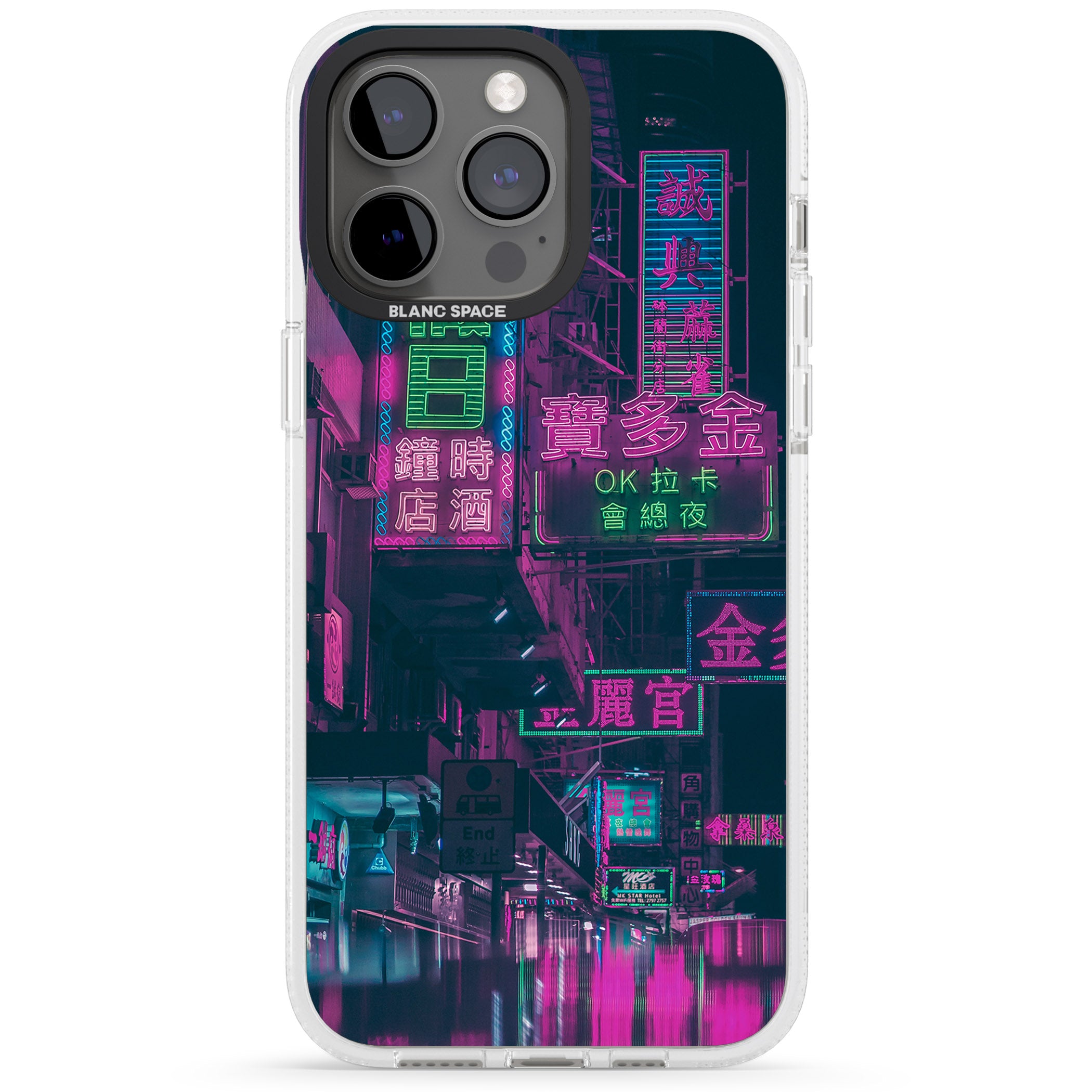 Rainy Reflections - Neon Cities Photographs iPhone 15 Pro Max / 15 Pro / 14 Pro Max / 14 Pro / 13 Pro Clear Case Impact Air - Blanc Space