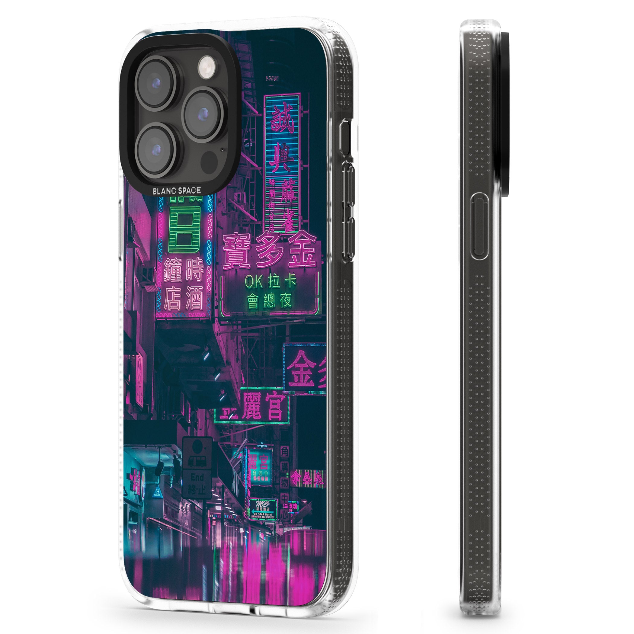 Rainy Reflections - Neon Cities Photographs iPhone 15 Pro Max / 15 Pro / 14 Pro Max / 14 Pro / 13 Pro Clear Case Impact Air - Blanc Space