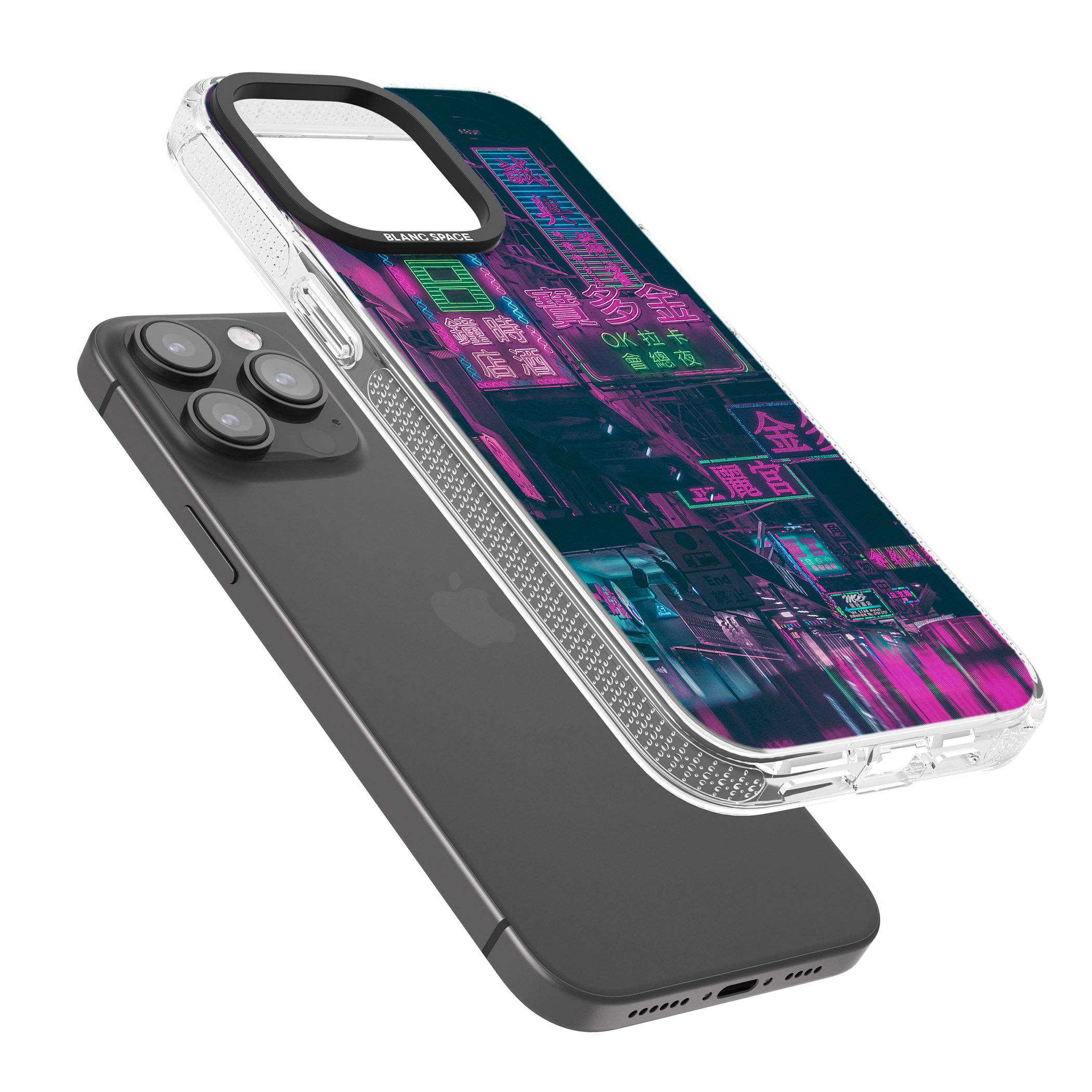 Rainy Reflections - Neon Cities Photographs iPhone 15 Pro Max / 15 Pro / 14 Pro Max / 14 Pro / 13 Pro Clear Case Impact Air - Blanc Space