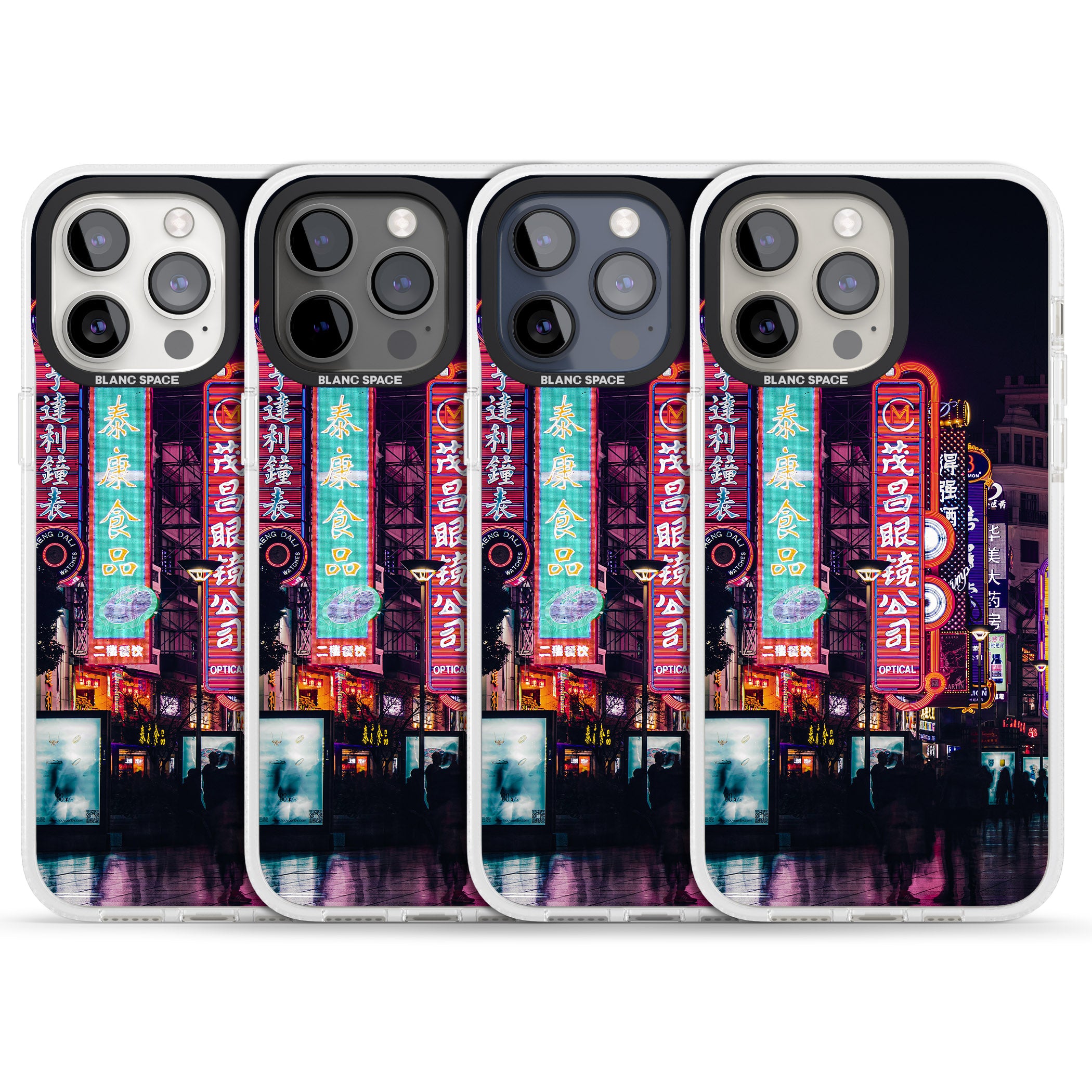 Busy Street - Neon Cities Photographs iPhone 15 Pro Max / 15 Pro / 14 Pro Max / 14 Pro / 13 Pro Clear Case Impact Air - Blanc Space