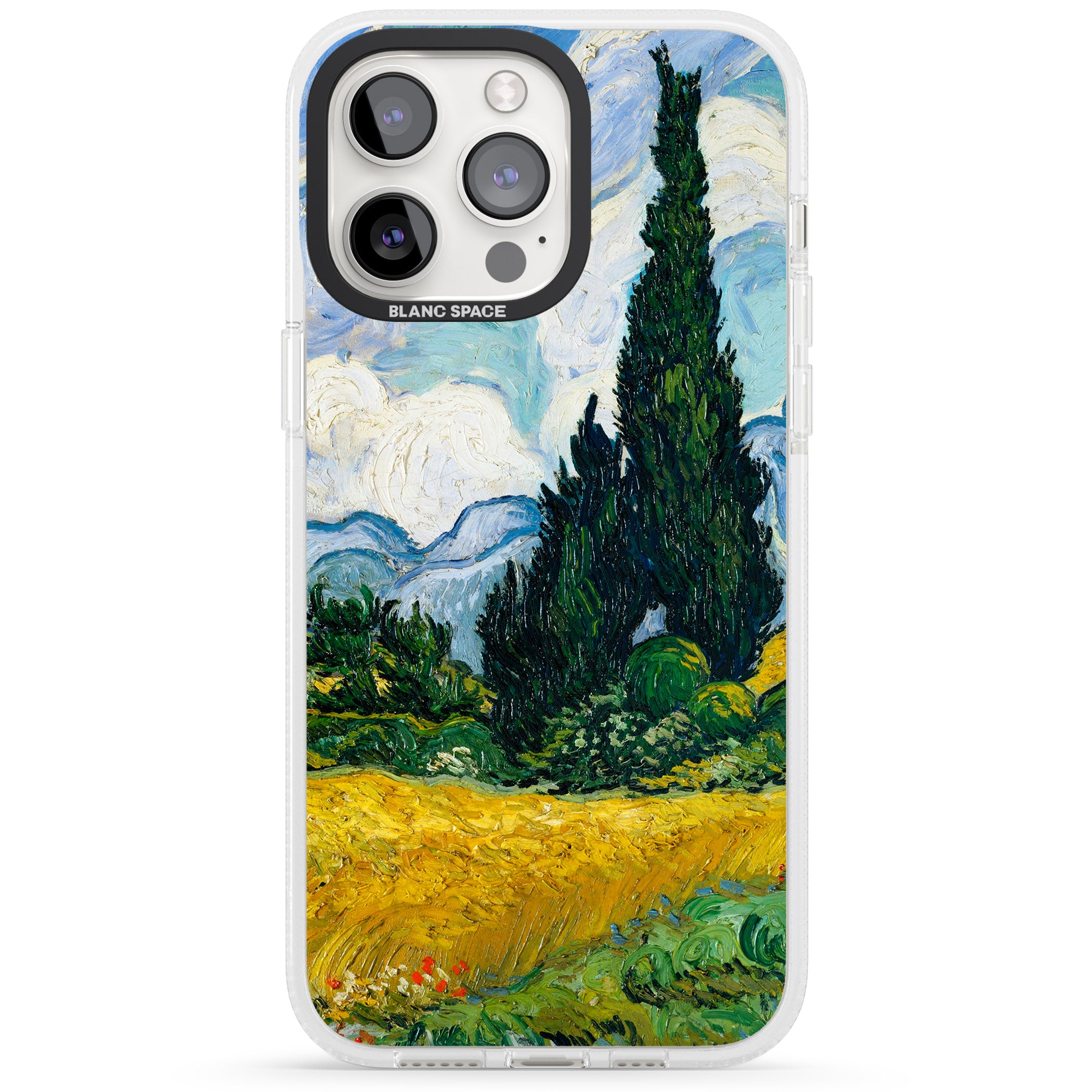 Wheat Field with Cypresses by Vincent Van Gogh iPhone 15 Pro Max / 15 Pro / 14 Pro Max / 14 Pro / 13 Pro Clear Case Impact Air - Blanc Space