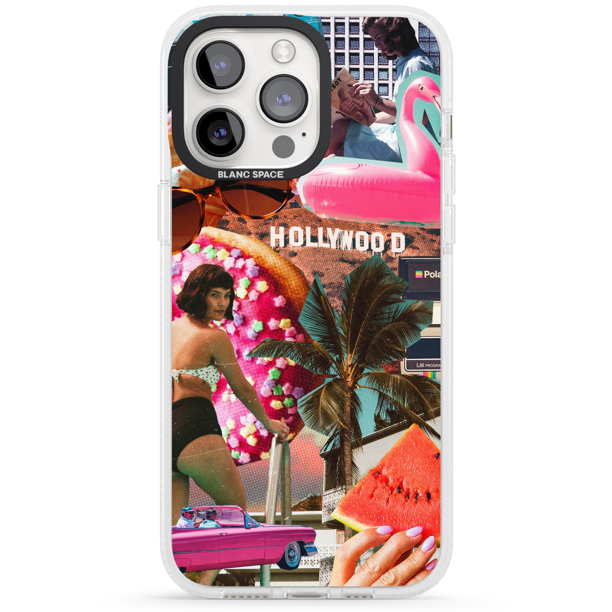 Vintage Collage: Hollywood Mix iPhone 15 Pro Max / 15 Pro / 14 Pro Max / 14 Pro / 13 Pro Clear Case Impact Air - Blanc Space