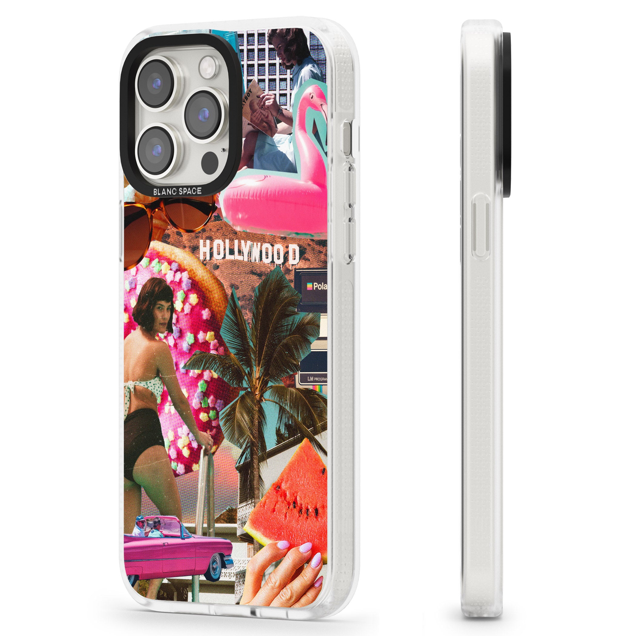 Vintage Collage: Hollywood Mix iPhone 15 Pro Max / 15 Pro / 14 Pro Max / 14 Pro / 13 Pro Clear Case Impact Air - Blanc Space