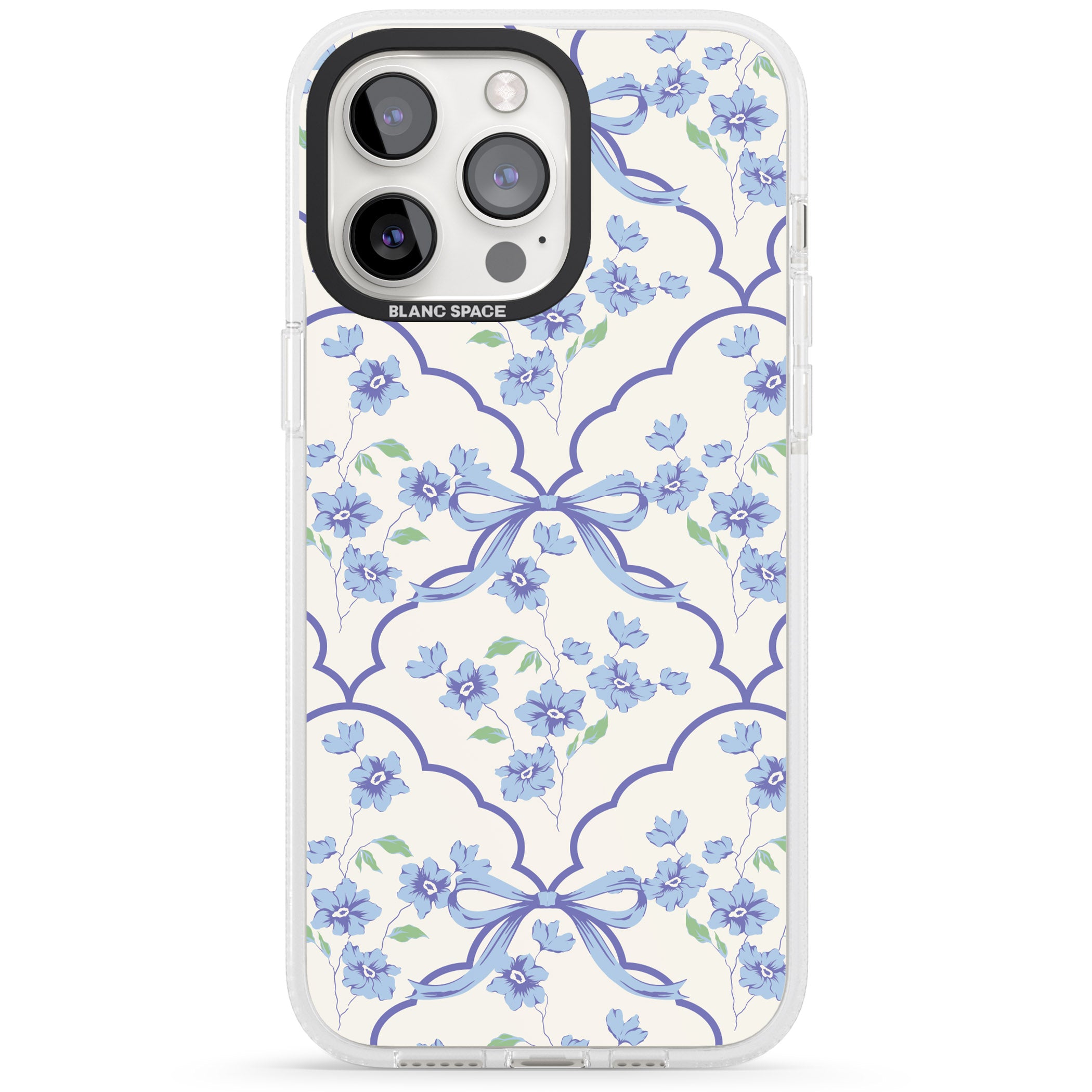 Blue Cottage Floral iPhone 15 Pro Max / 15 Pro / 14 Pro Max / 14 Pro / 13 Pro Clear Case Impact Air - Blanc Space