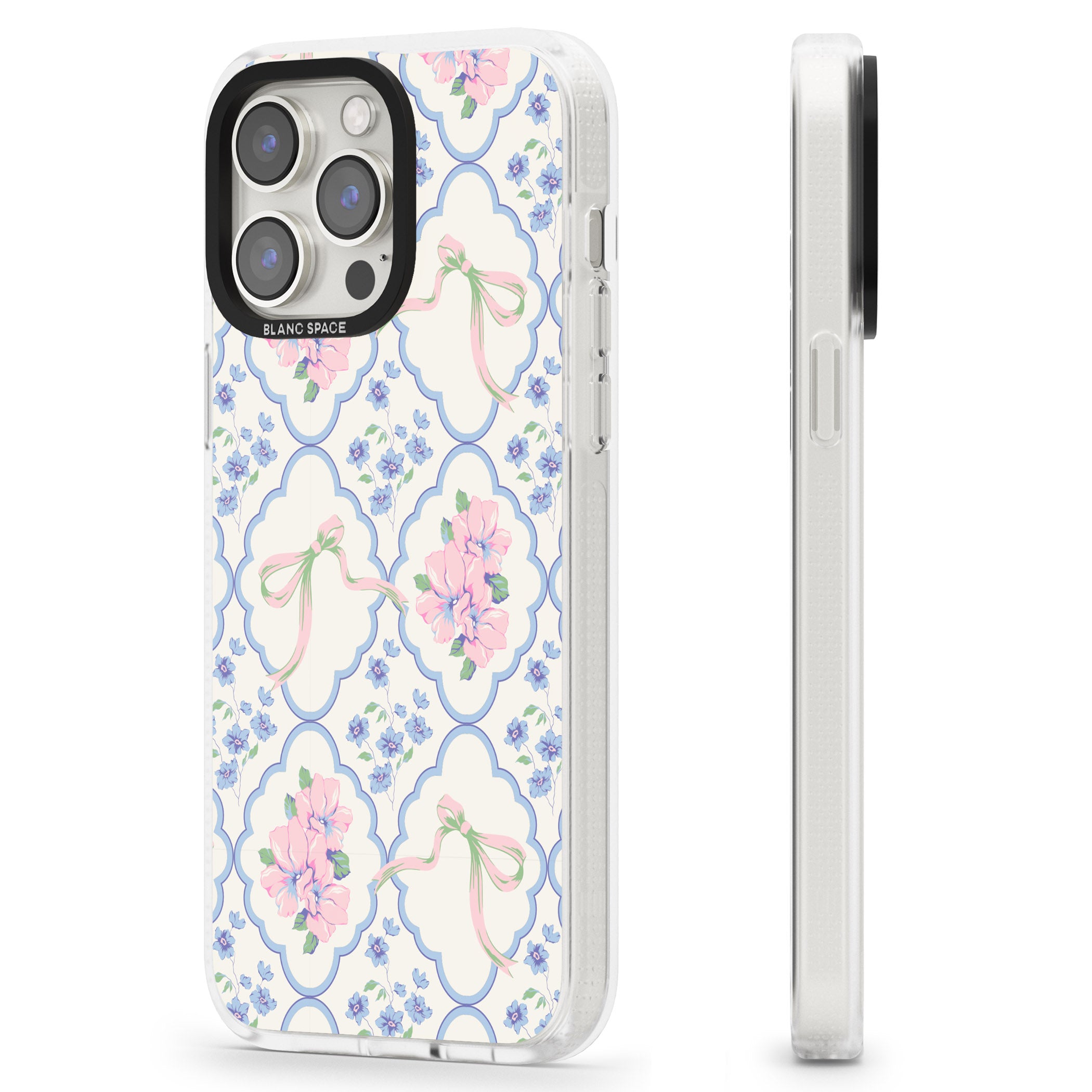 Coquette Flowers & Bows iPhone 15 Pro Max / 15 Pro / 14 Pro Max / 14 Pro / 13 Pro Clear Case Impact Air - Blanc Space