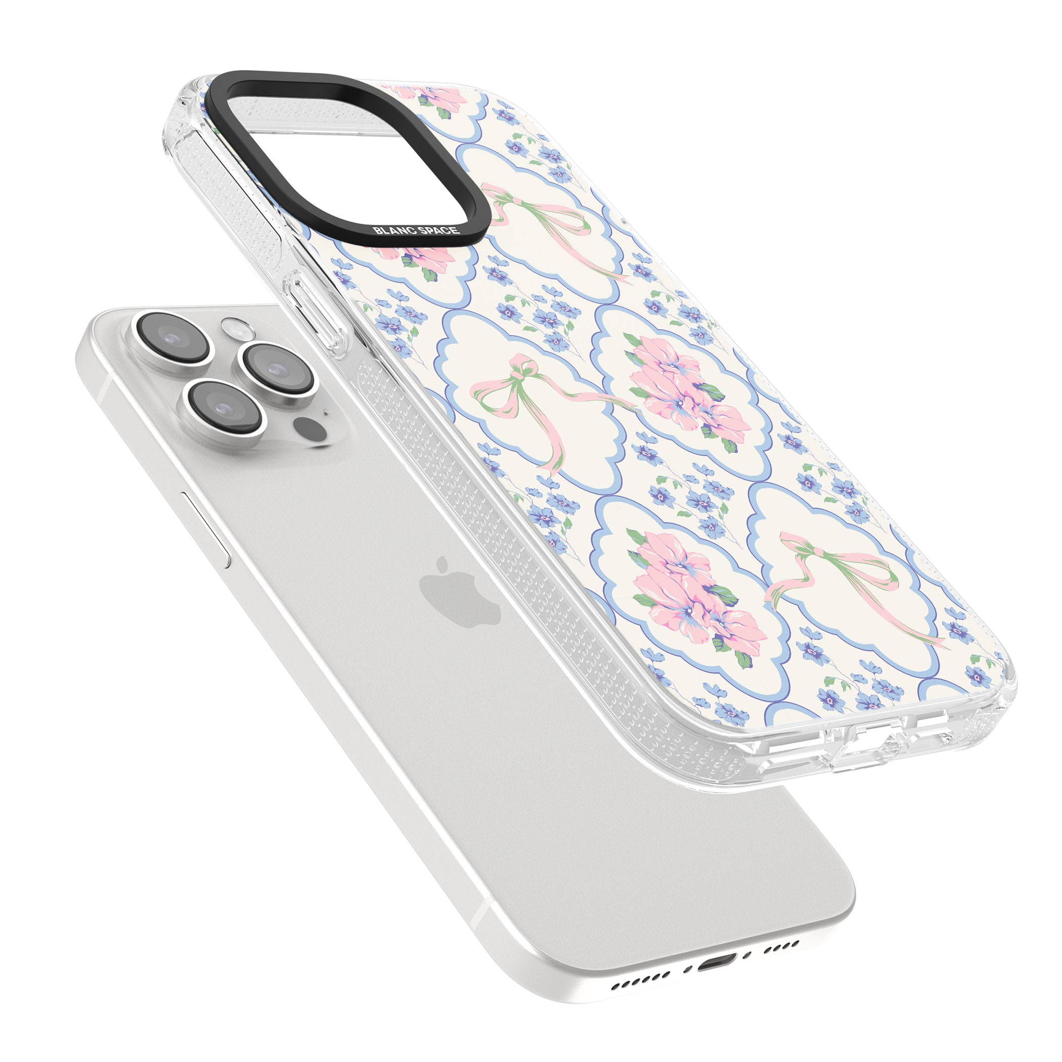 Coquette Flowers & Bows iPhone 15 Pro Max / 15 Pro / 14 Pro Max / 14 Pro / 13 Pro Clear Case Impact Air - Blanc Space