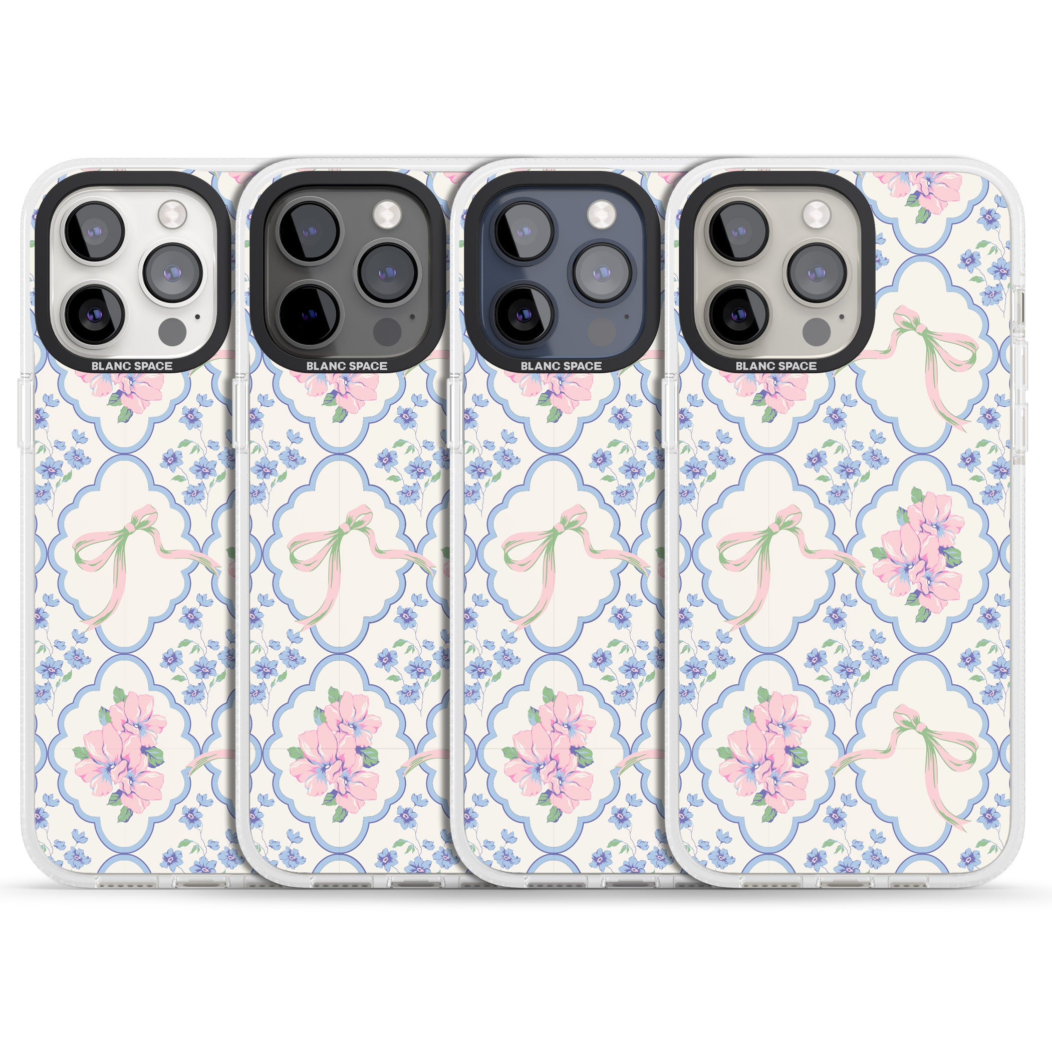 Coquette Flowers & Bows iPhone 15 Pro Max / 15 Pro / 14 Pro Max / 14 Pro / 13 Pro Clear Case Impact Air - Blanc Space