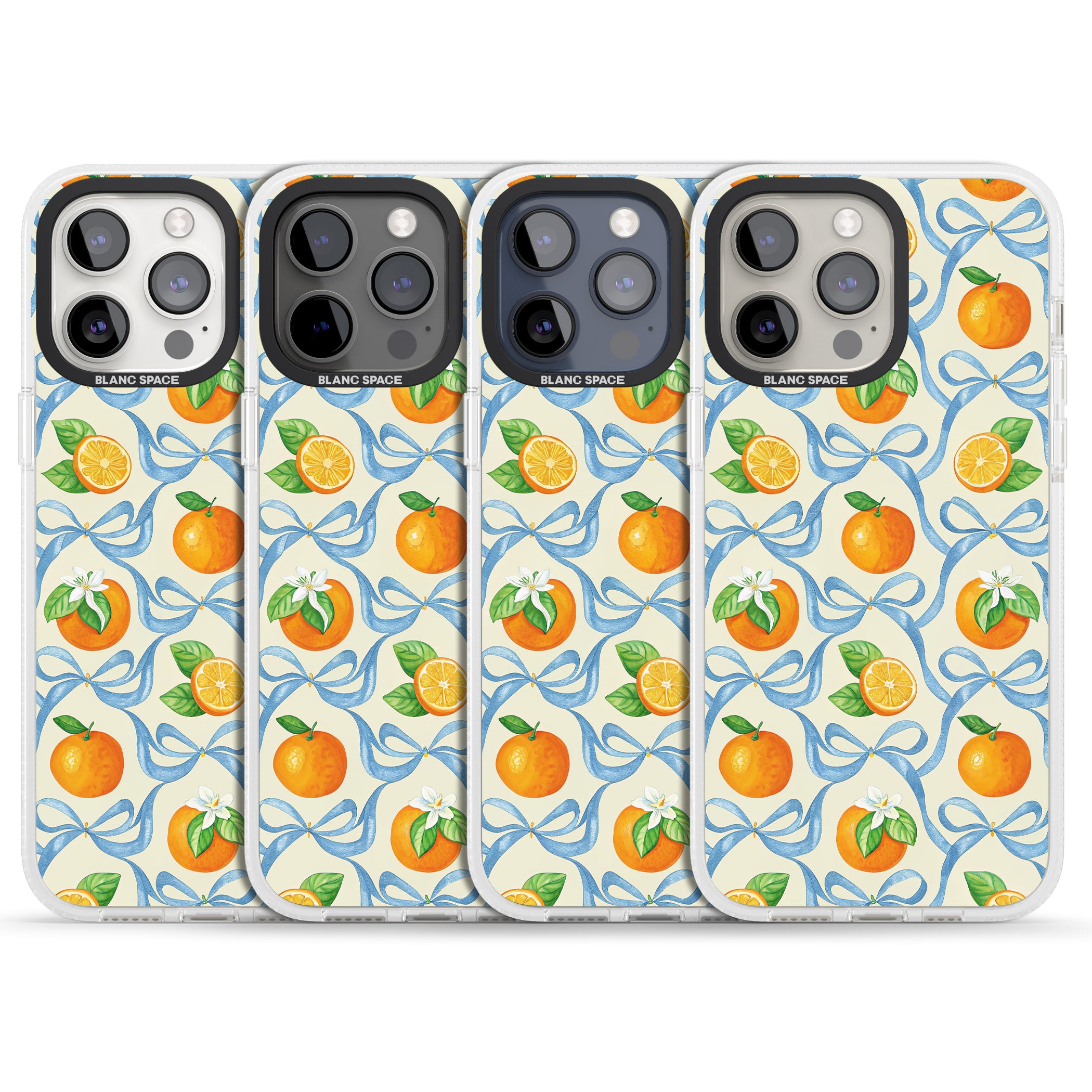 Bows & Clementines iPhone 15 Pro Max / 15 Pro / 14 Pro Max / 14 Pro / 13 Pro Clear Case Impact Air - Blanc Space