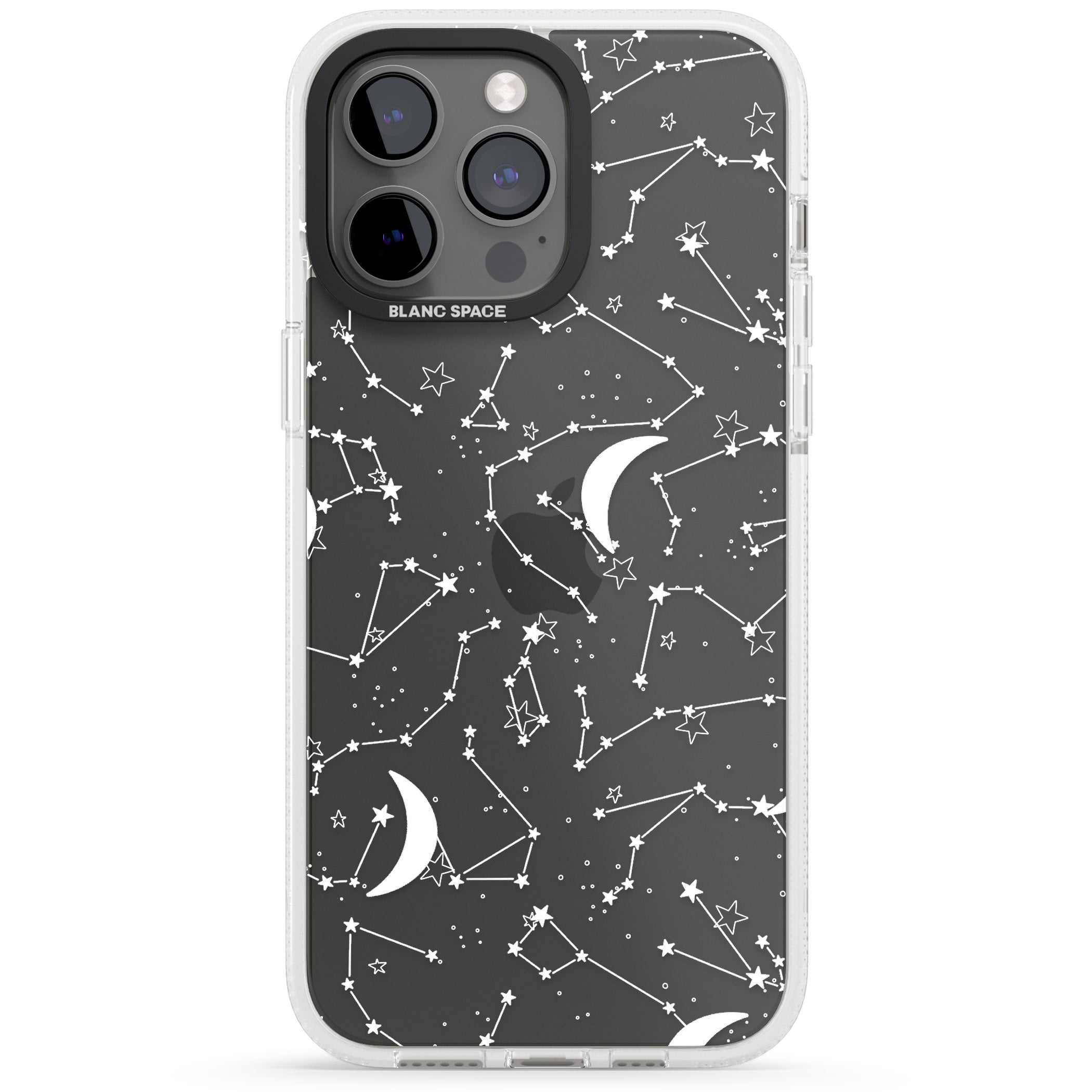 White Constellations iPhone 15 Pro Max / 15 Pro / 14 Pro Max / 14 Pro / 13 Pro Clear Case Impact Air - Blanc Space