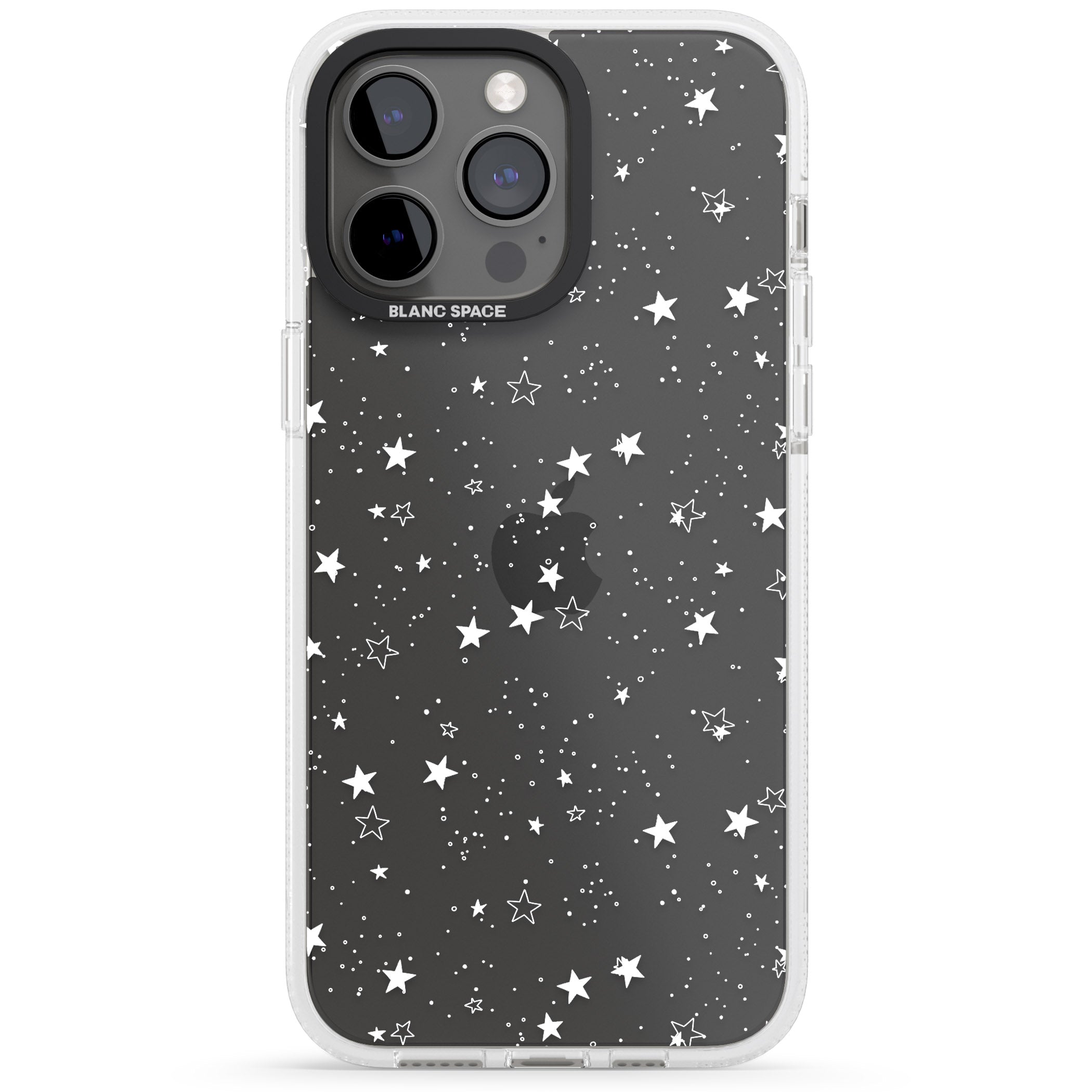 White Stars on Clear iPhone 15 Pro Max / 15 Pro / 14 Pro Max / 14 Pro / 13 Pro Clear Case Impact Air - Blanc Space