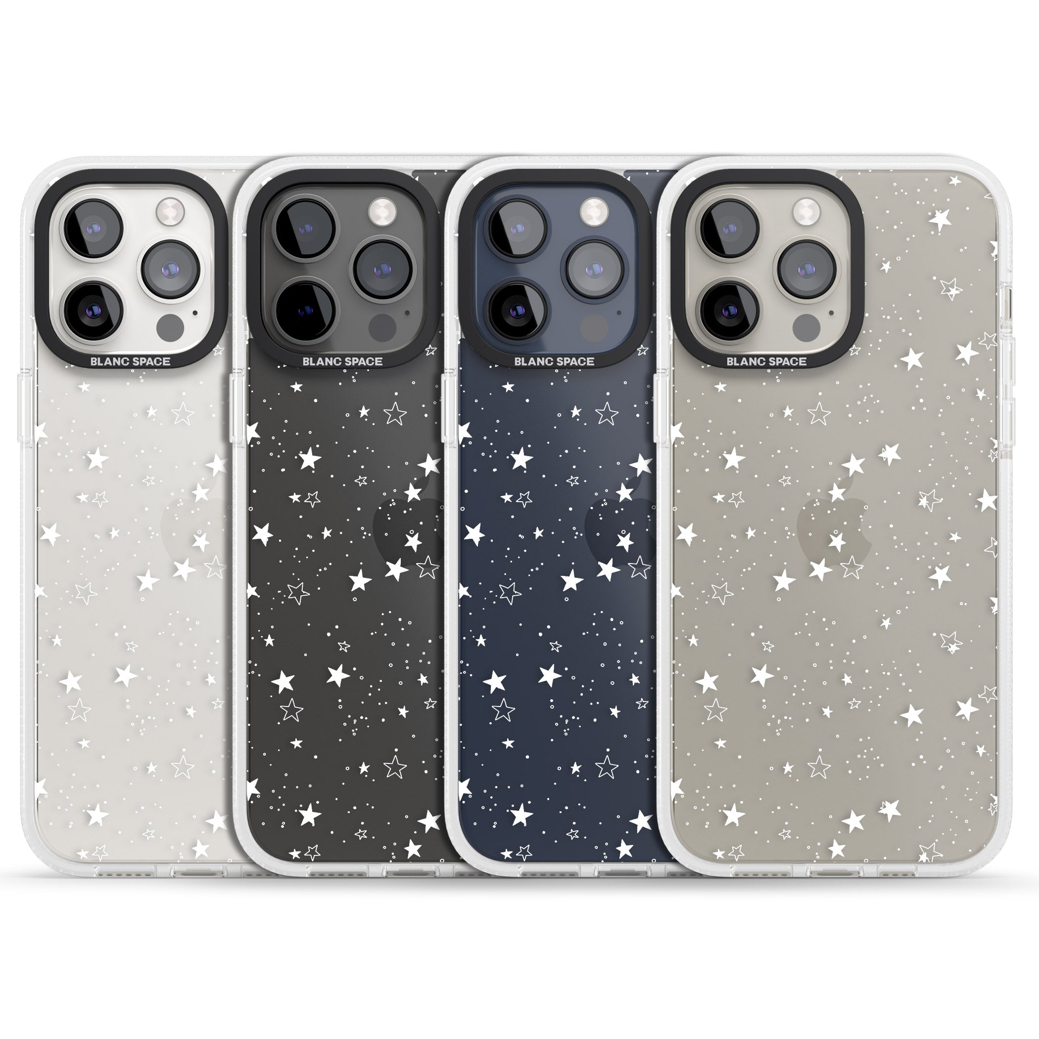 White Stars on Clear iPhone 15 Pro Max / 15 Pro / 14 Pro Max / 14 Pro / 13 Pro Clear Case Impact Air - Blanc Space